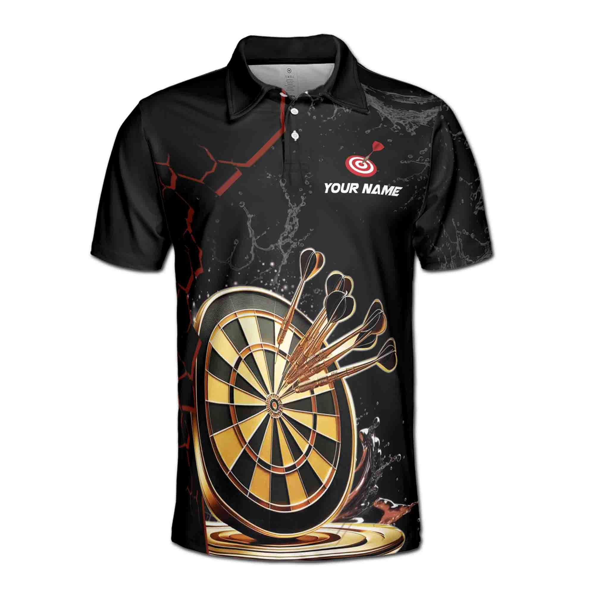 Alternative view of Personalized Golden Darts Team Black Men's Polo Shirt