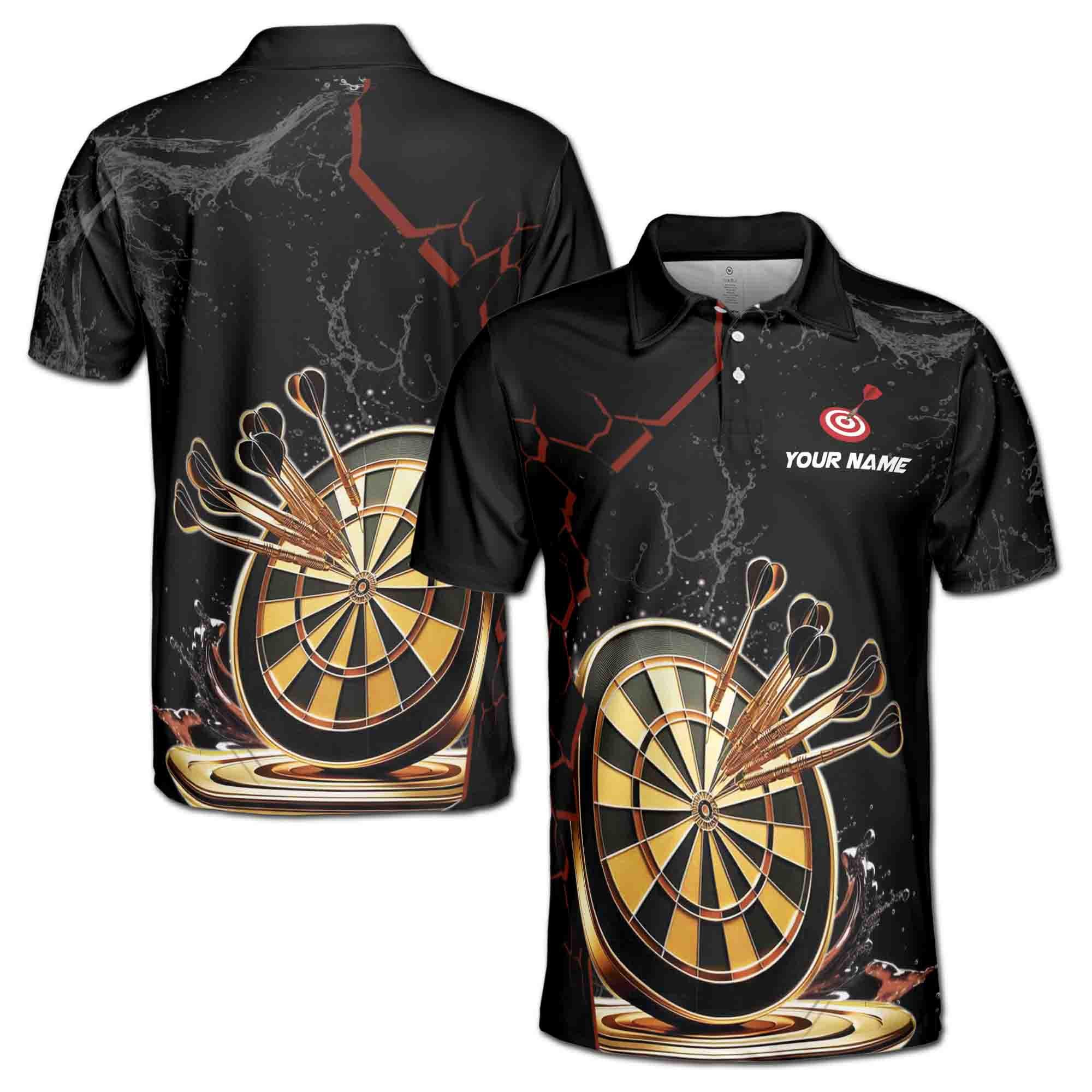 Personalized Golden Darts Team Black Men's Polo Shirt