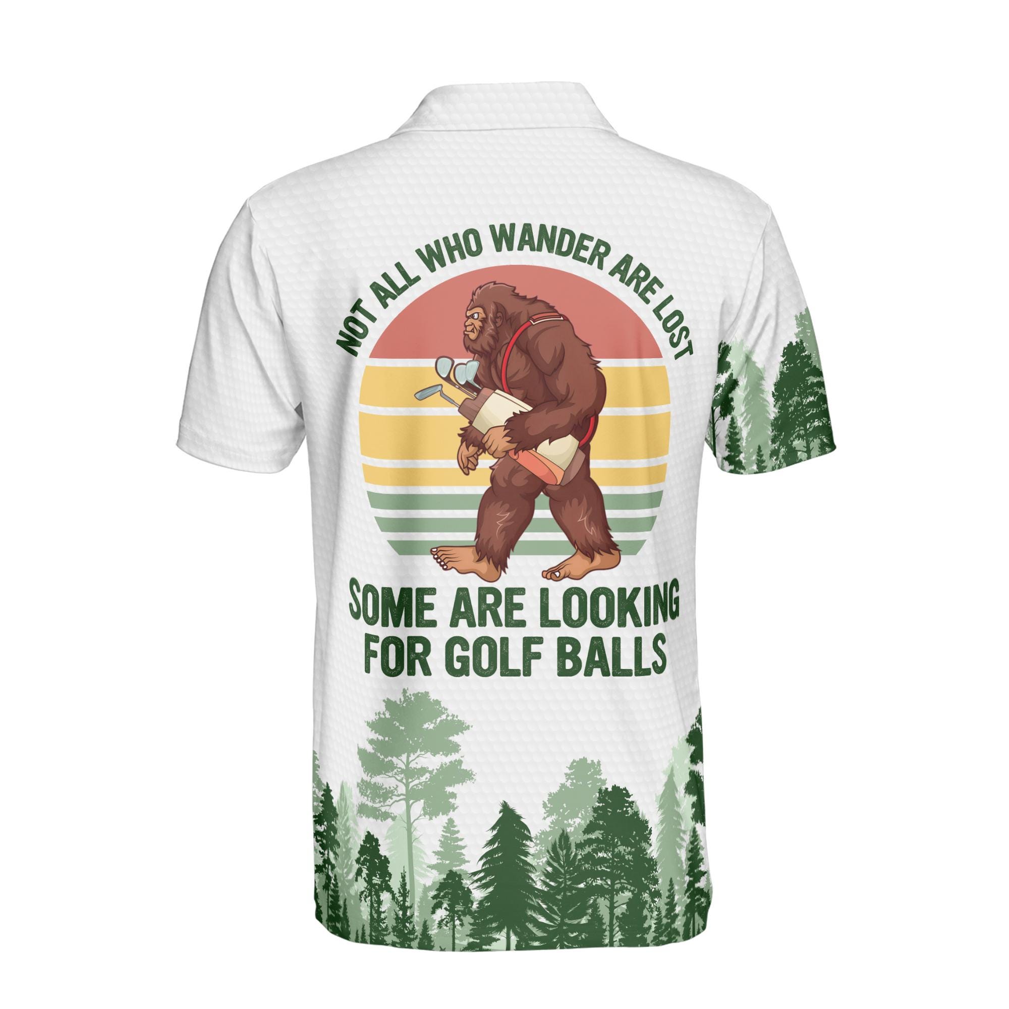 Personalized Golf Bigfoot Some Are Looking For Golf Balls Men's Polo Shirt - Image 3