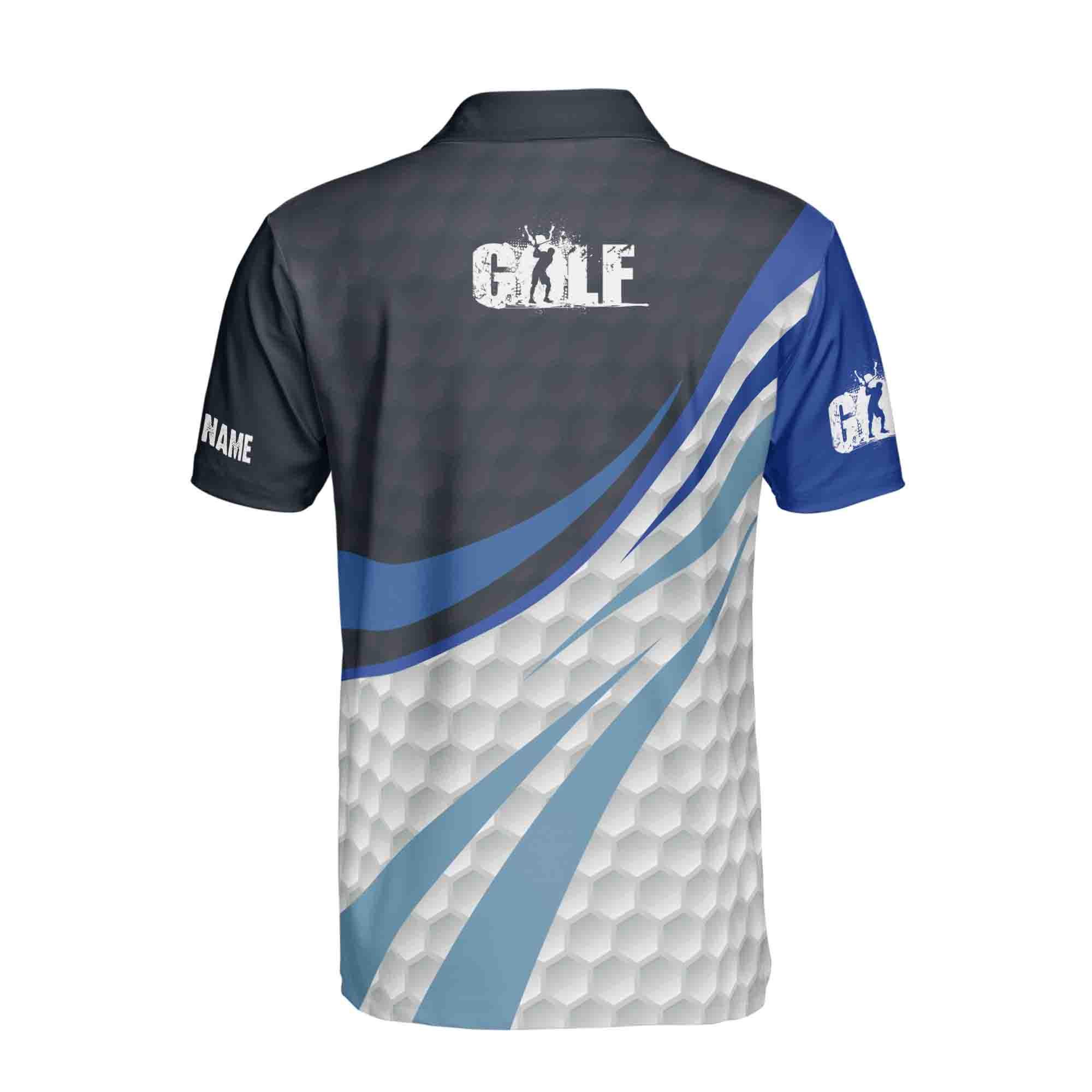 Personalized Golf Men's Polo Shirt, Blue & White Team Apparel - Image 3