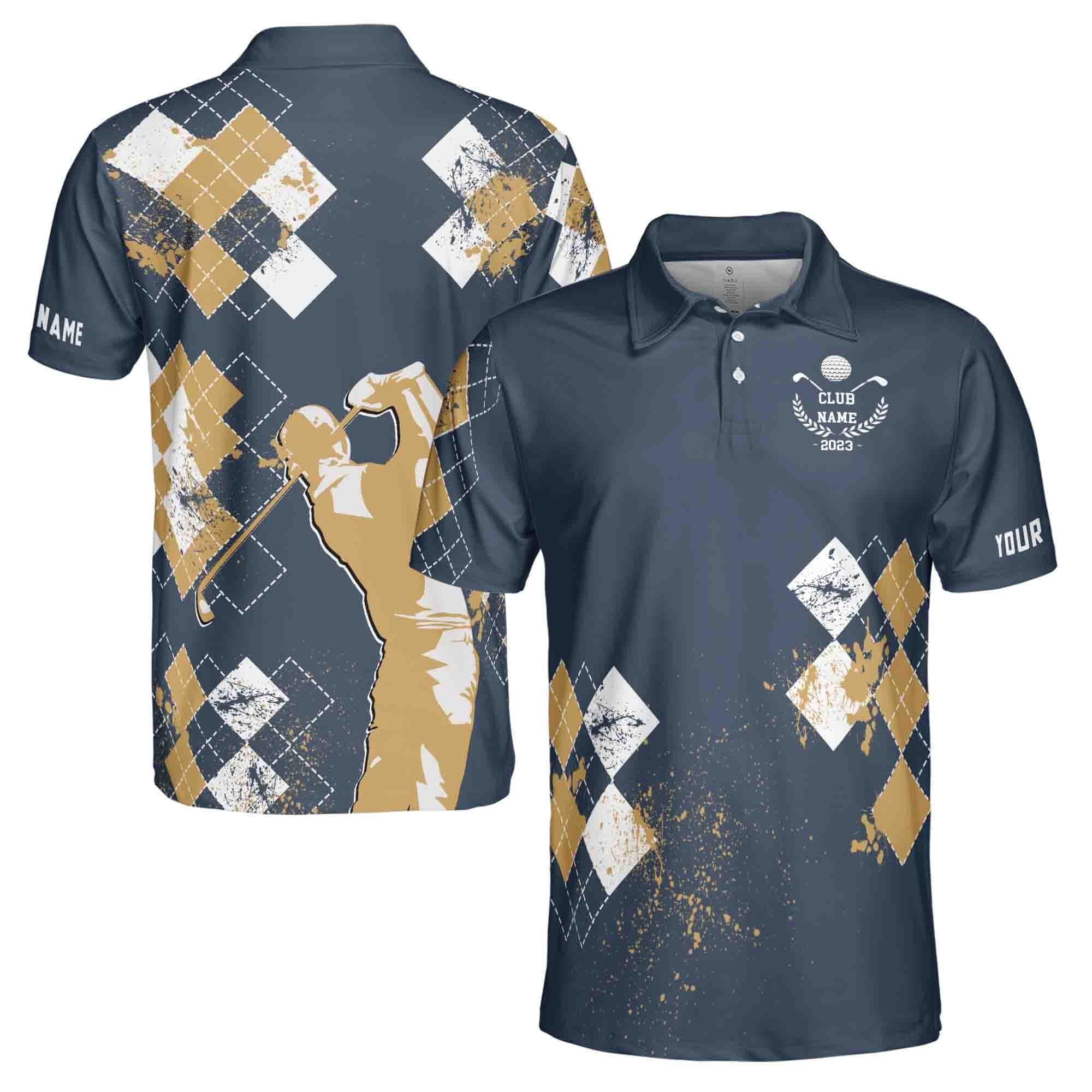 Personalized Golf Men's Polo Shirt: Funny Swing All Over Print