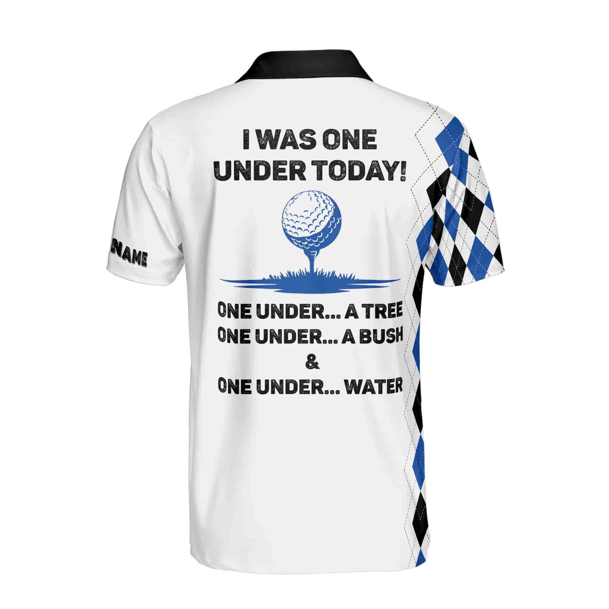 Personalized Golf Men's Polo Shirt, 'One Under Today' Quote 3D Print - Image 3