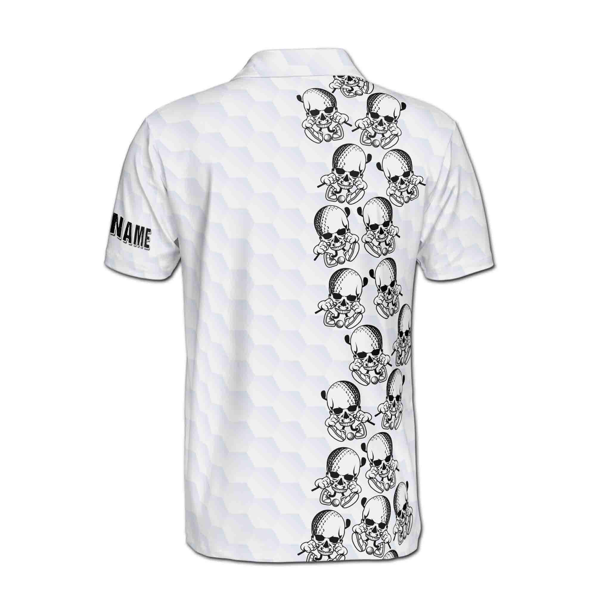 Personalized Golf Skull with Golf Club and Ball Men's Polo Shirt - Image 3