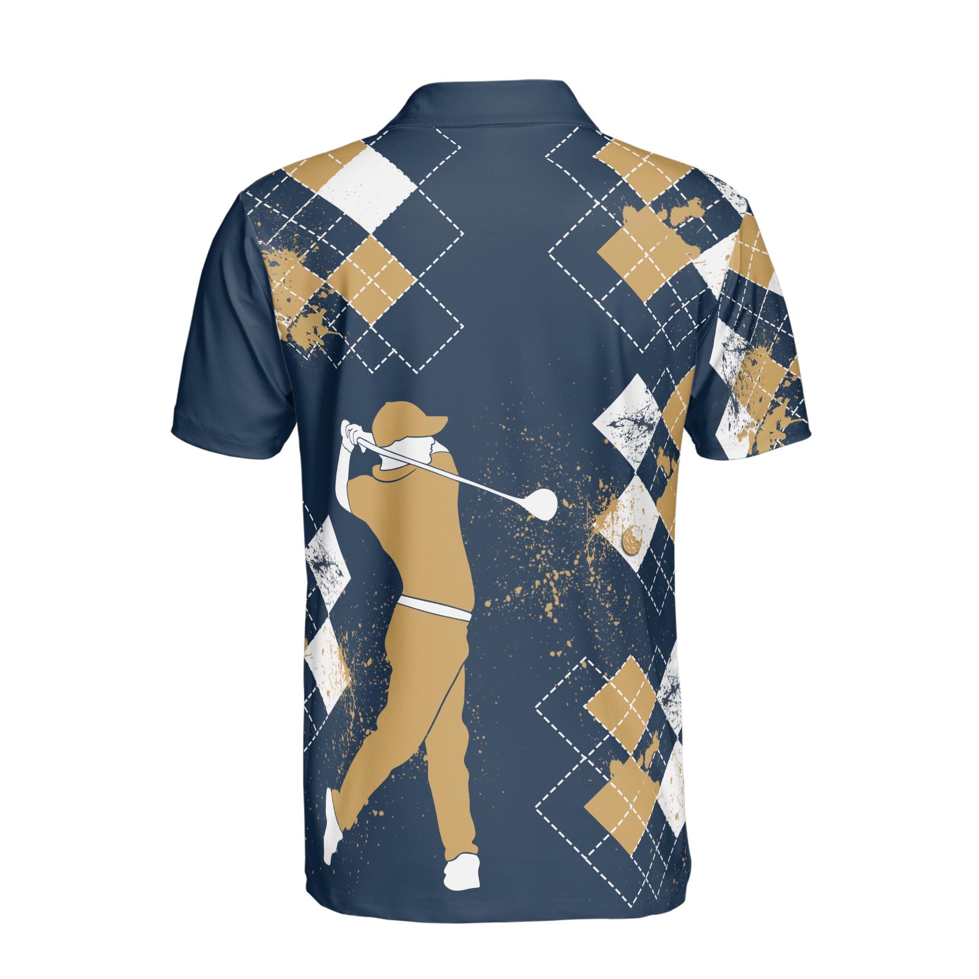 Personalized Golfer Argyle Pattern Love Playing Golf Men's Polo Shirt - Image 3