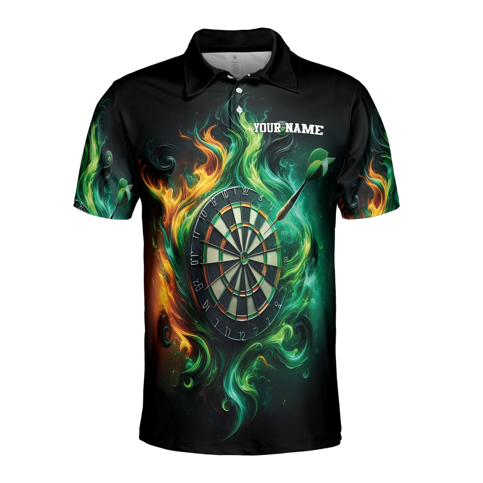 Alternative view of Personalized Green Flame With Darts Board Men's Polo Shirt