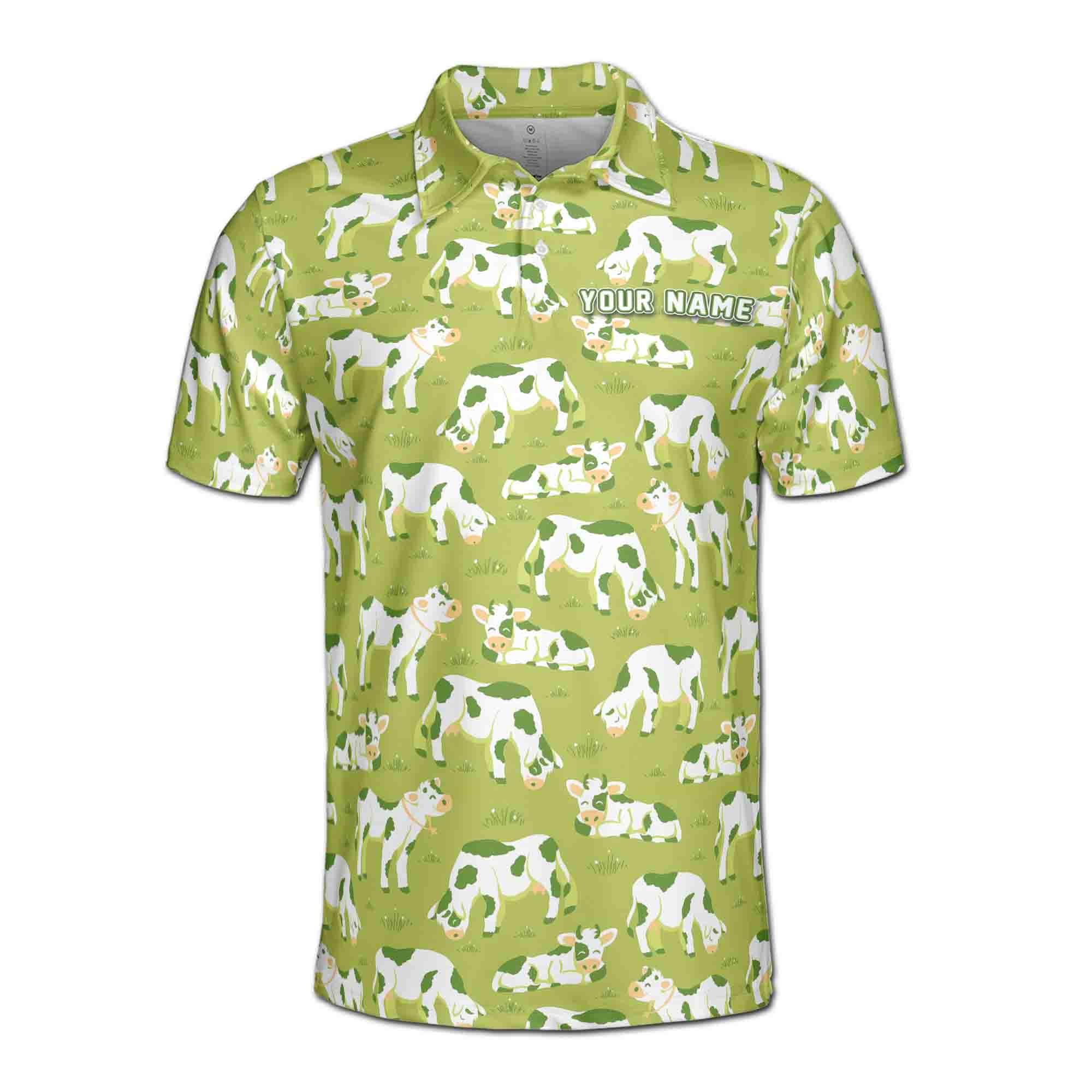 Alternative view of Personalized Green Valley Funny Cow Team Personalized Men's Polo Shirt
