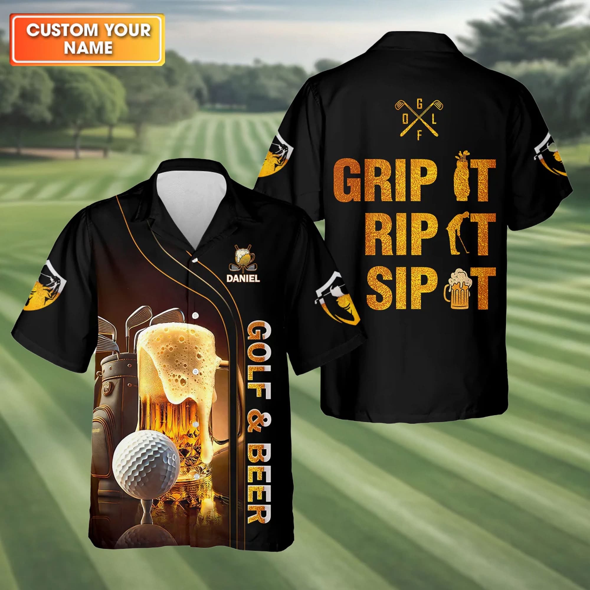 Personalized Grip It Rip It Sip It Golf Beer Hawaiian Shirt Funny Beer Lover Gifts For Golfers