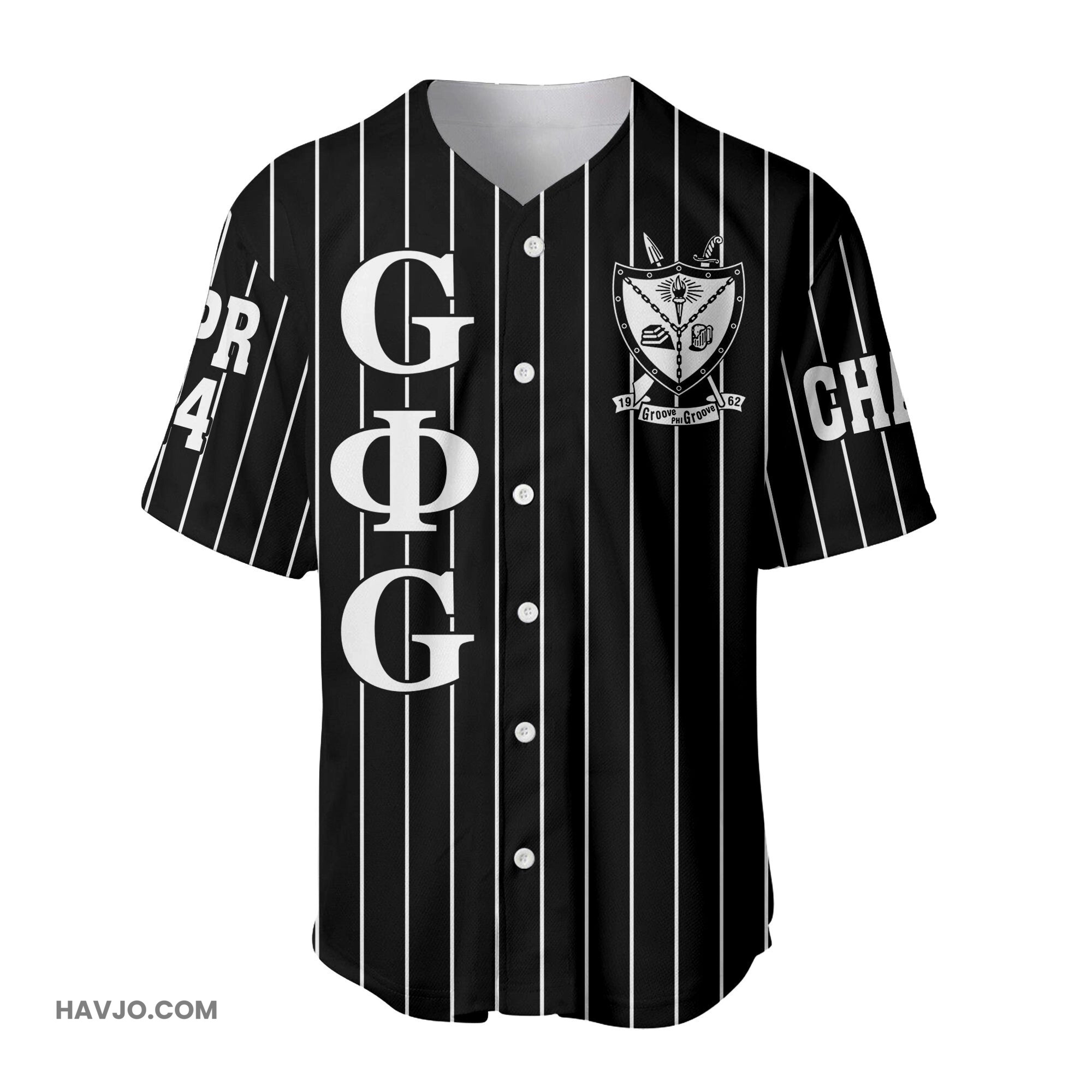 Personalized Groove Phi Groove Social Fellowship Pin Striped Baseball Jersey