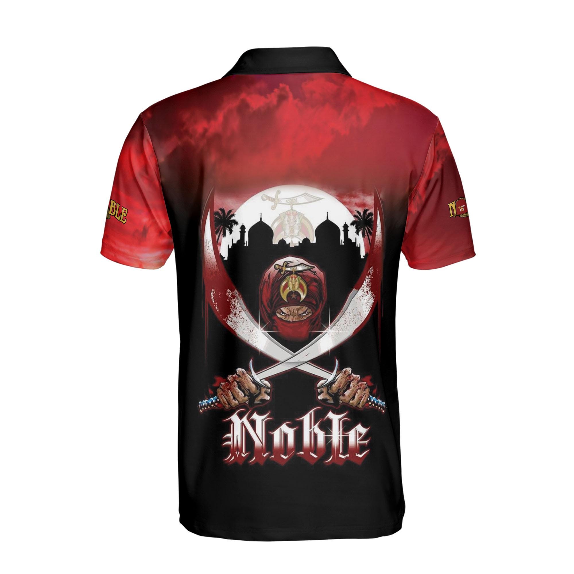 Personalized Grunge Noble Shriners Dark Moon Men's Polo Shirt - Image 3