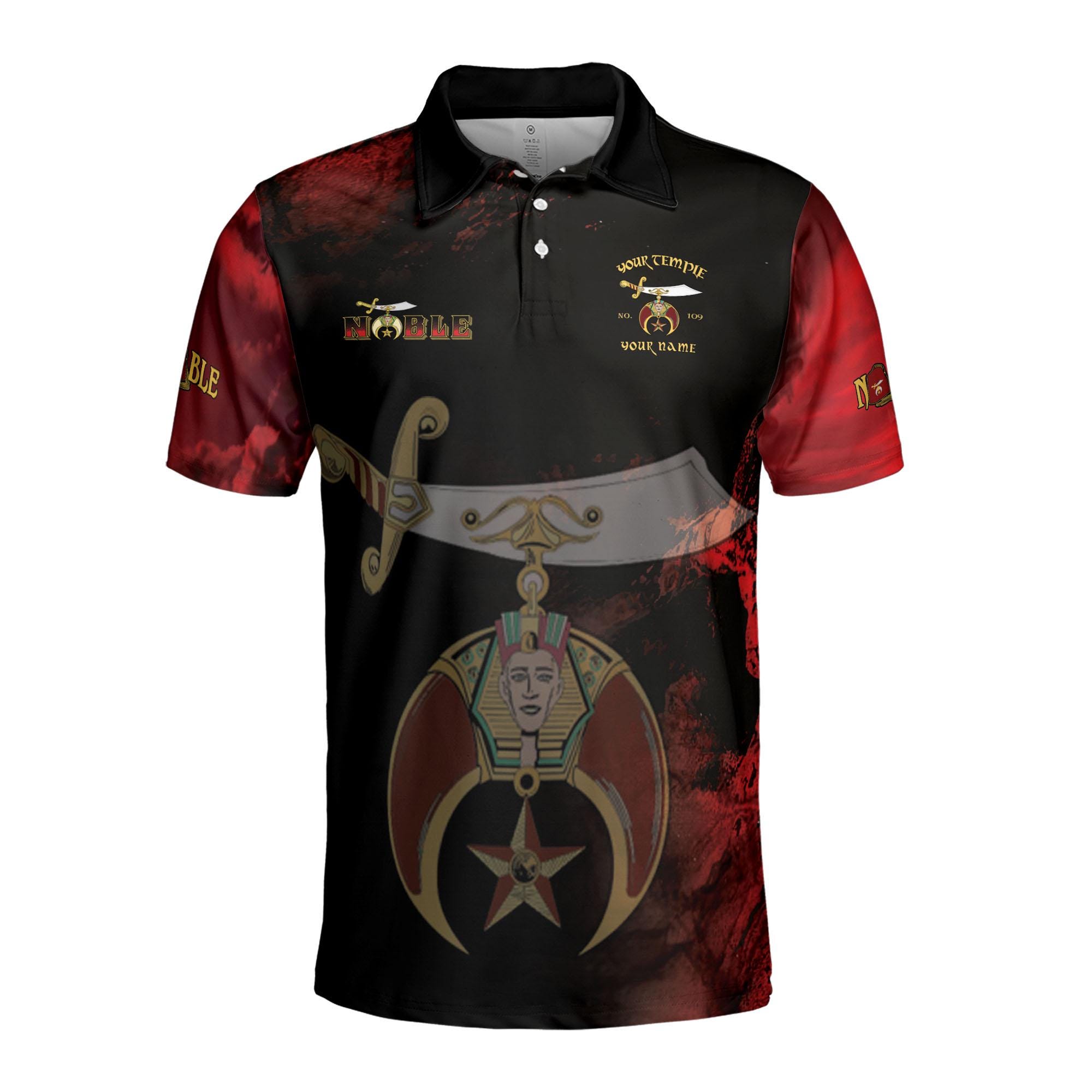 Alternative view of Personalized Grunge Noble Shriners Dark Moon Men's Polo Shirt