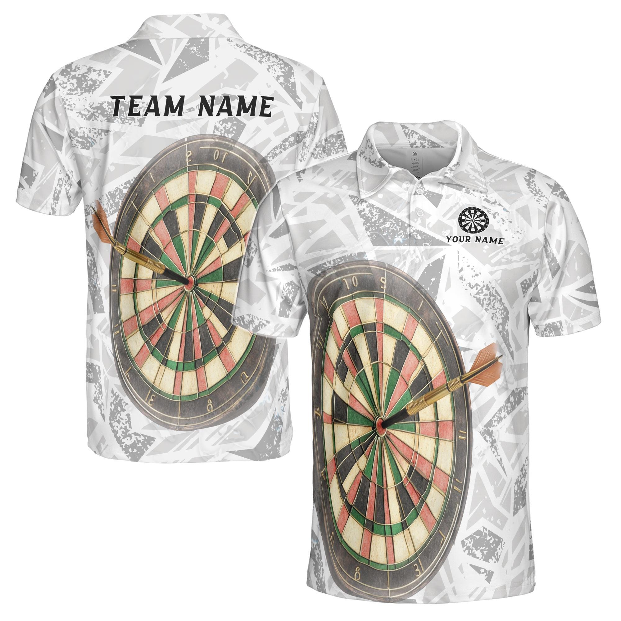 Personalized Grunge Vintage Darts Team Play Men's Polo Shirt