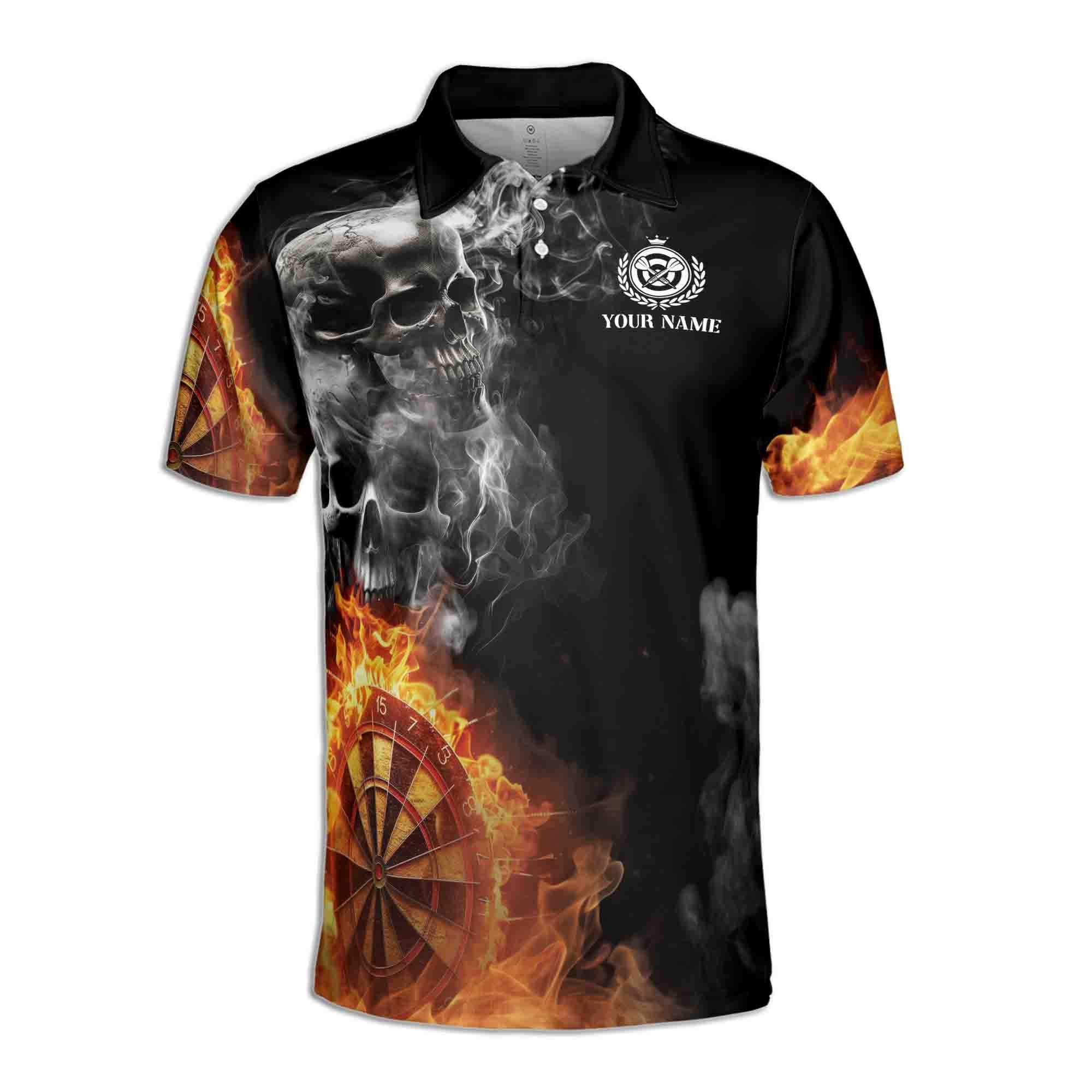Alternative view of Personalized Hello Darkness My Old Friend Skull Dart Men's Polo Shirt