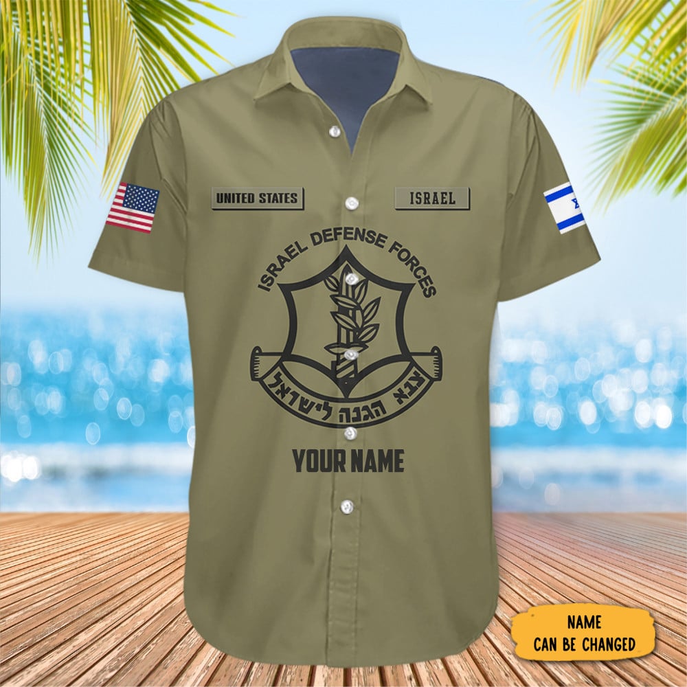Personalized IDF Hawaiian Shirt Israel Shirt United States I Stand With Israel Clothing