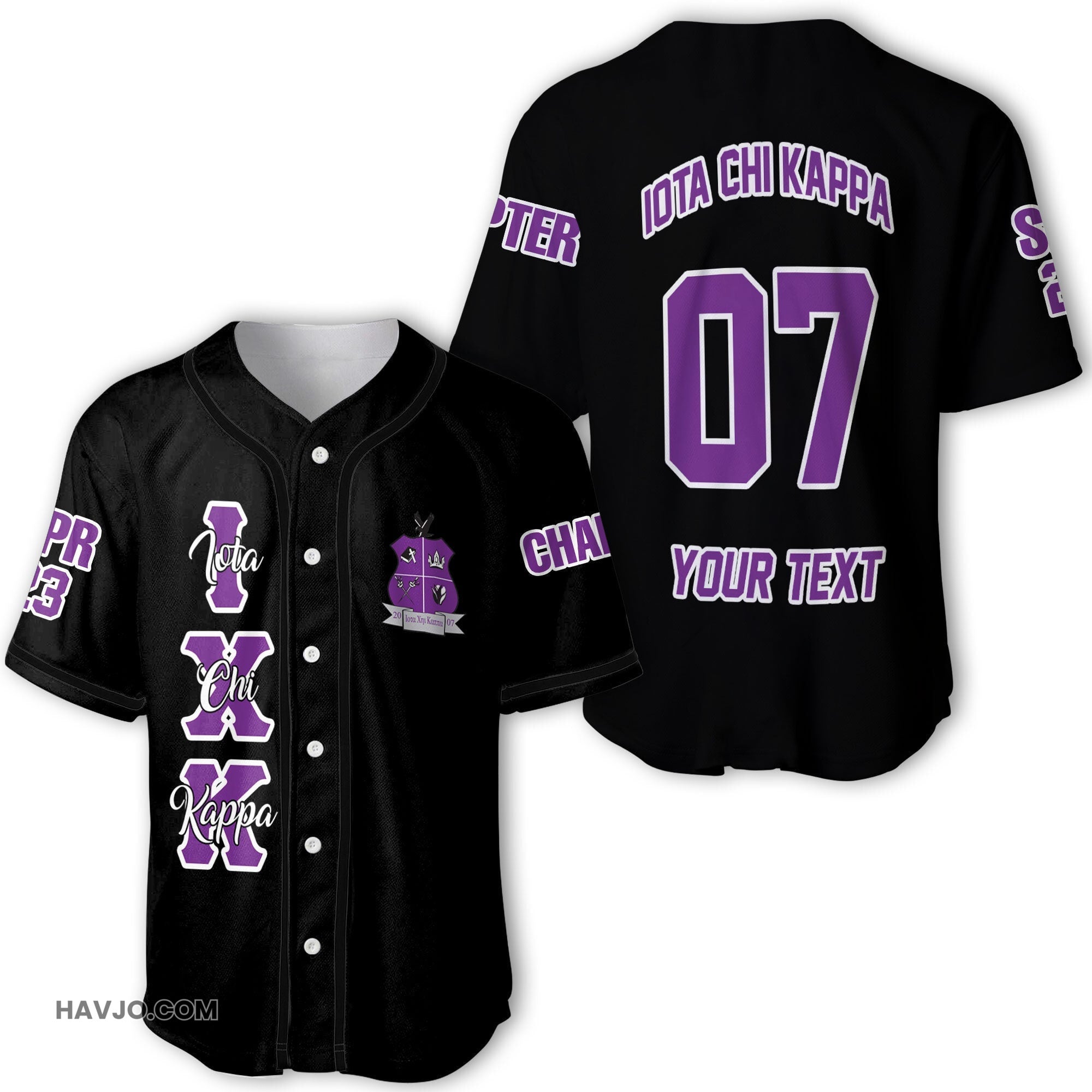 Personalized Iota Chi Kappa Original Dark Style Baseball Jersey