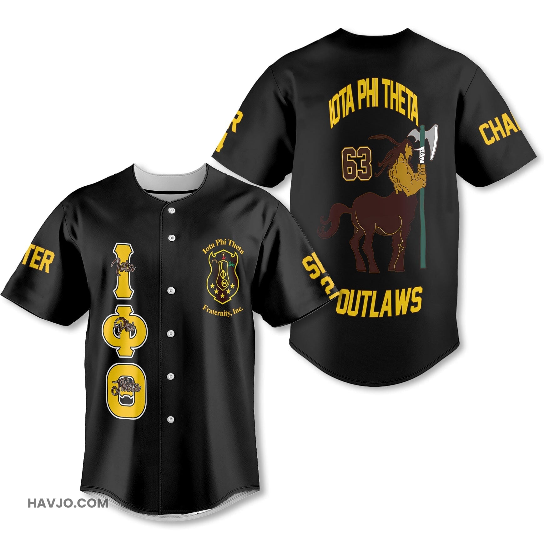 Personalized Iota Phi Theta Black The Iota Centaur 2 Baseball Jersey
