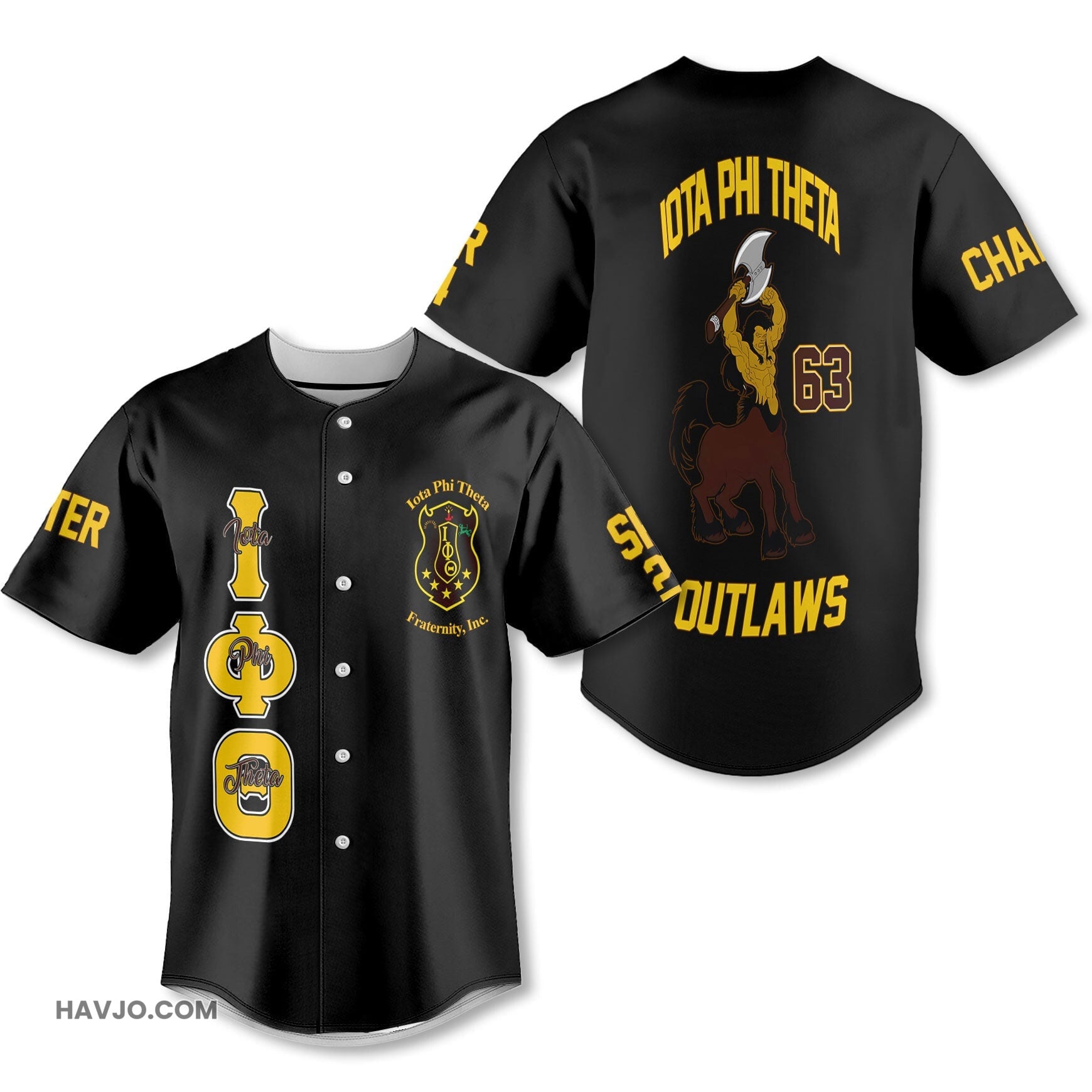 Personalized Iota Phi Theta Black The Iota Centaur Baseball Jersey