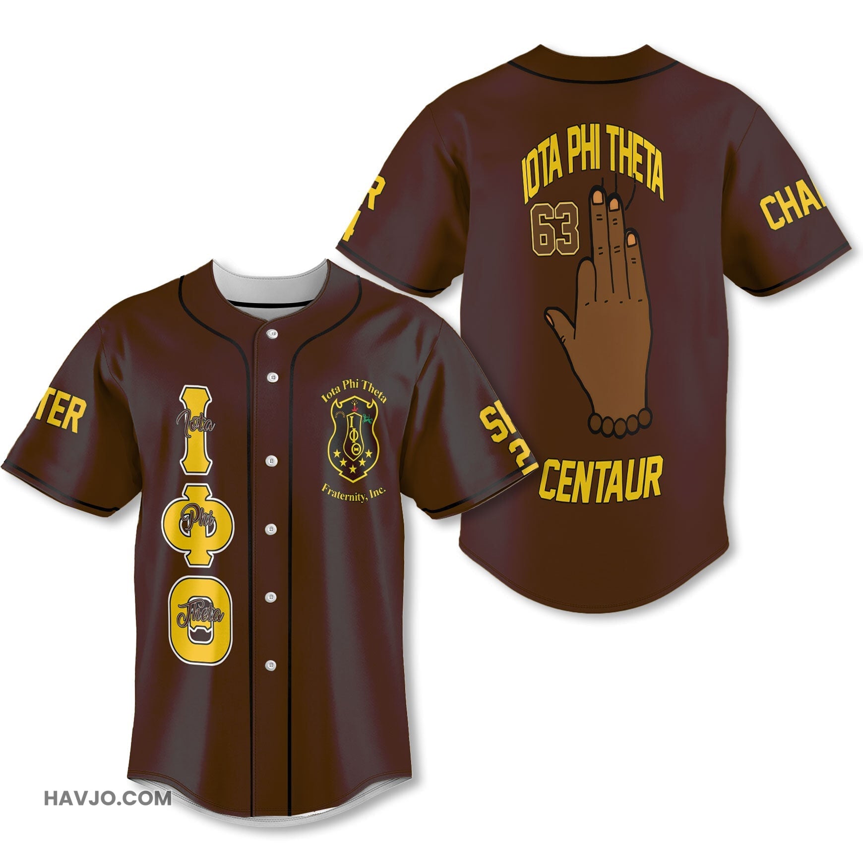 Personalized Iota Phi Theta Brown IPT Handsign Baseball Jersey