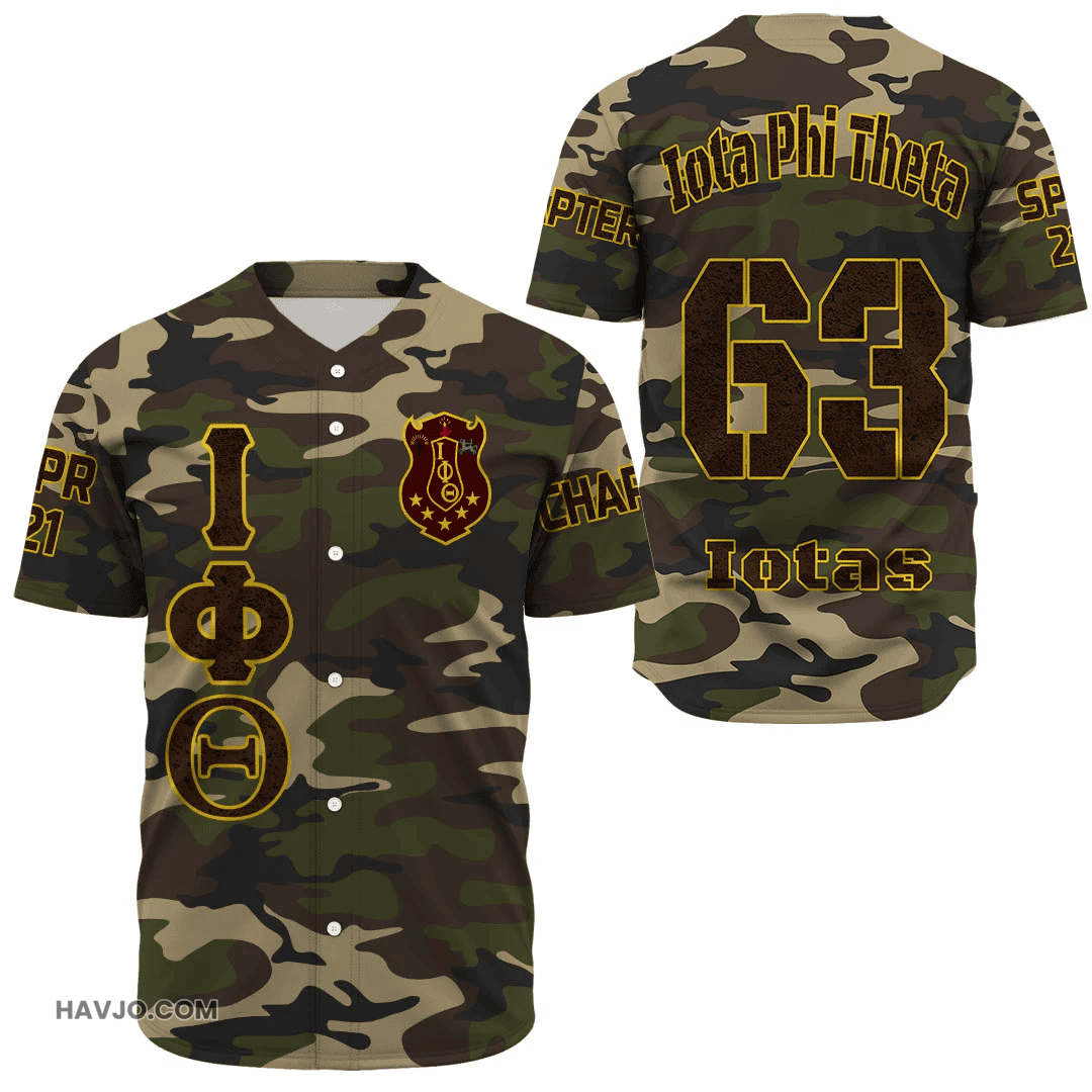 Personalized Iota Phi Theta Camouflages Baseball Jersey