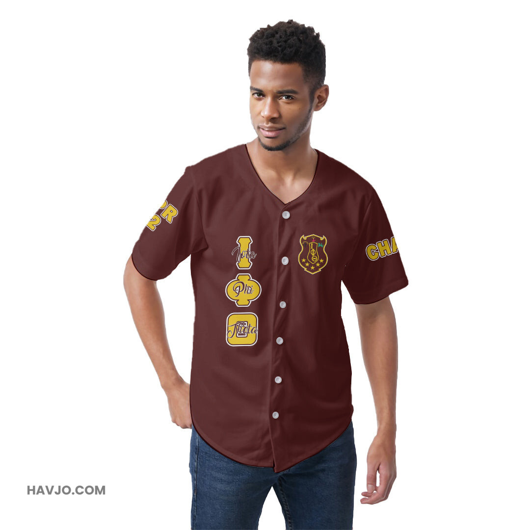 Personalized Iota Phi Theta Charcoal Brown Baseball Jersey