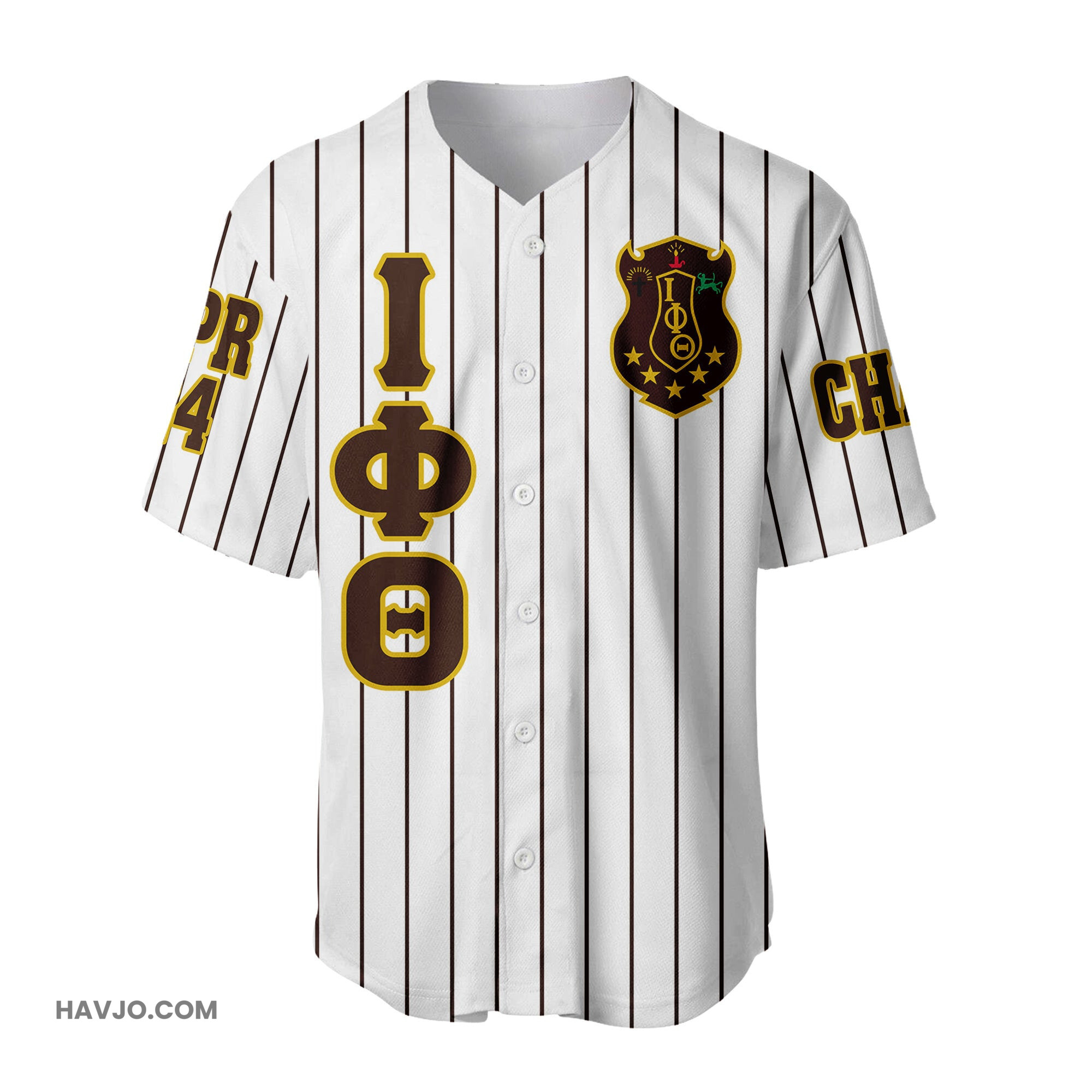 Personalized Iota Phi Theta Fraternity Pin Striped Baseball Jersey