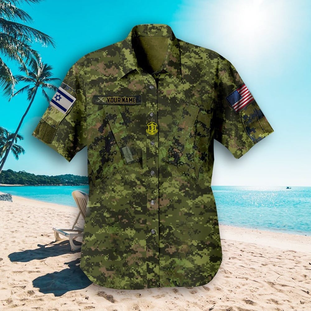 Personalized Israel Hawaiian Shirt American I Stand With Israel Shirt Camo IDF Clothing Merch