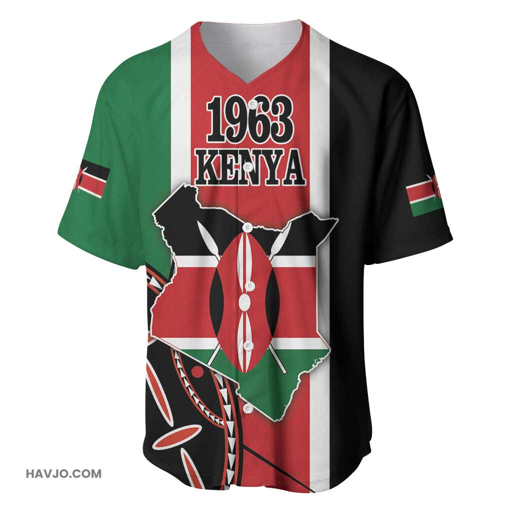 Personalized Jamhuri Day Kenya Map With African Shield Baseball Jersey