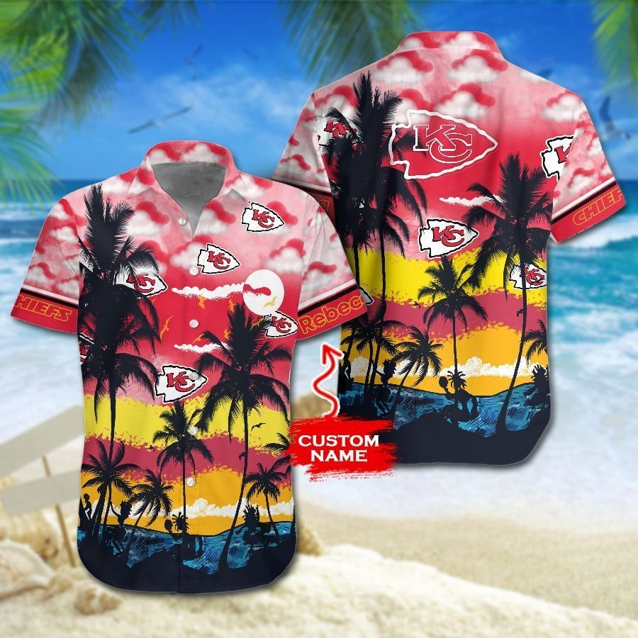 Personalized Kansas City Chiefs Hawaiian Shirt Tropical Aloha Button Up