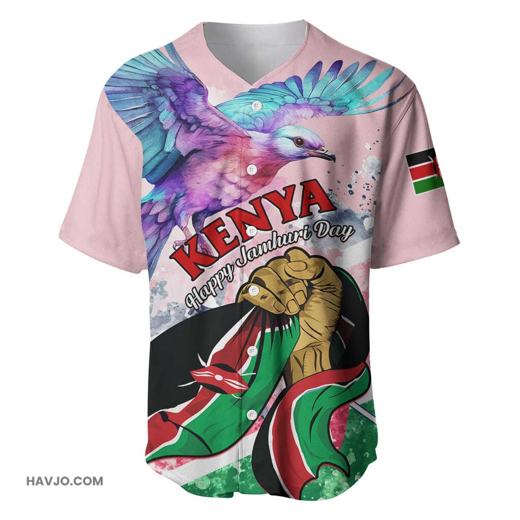 Personalized Kenya Independence Day with Lilac Breasted Roller Unique Version Baseball Jersey