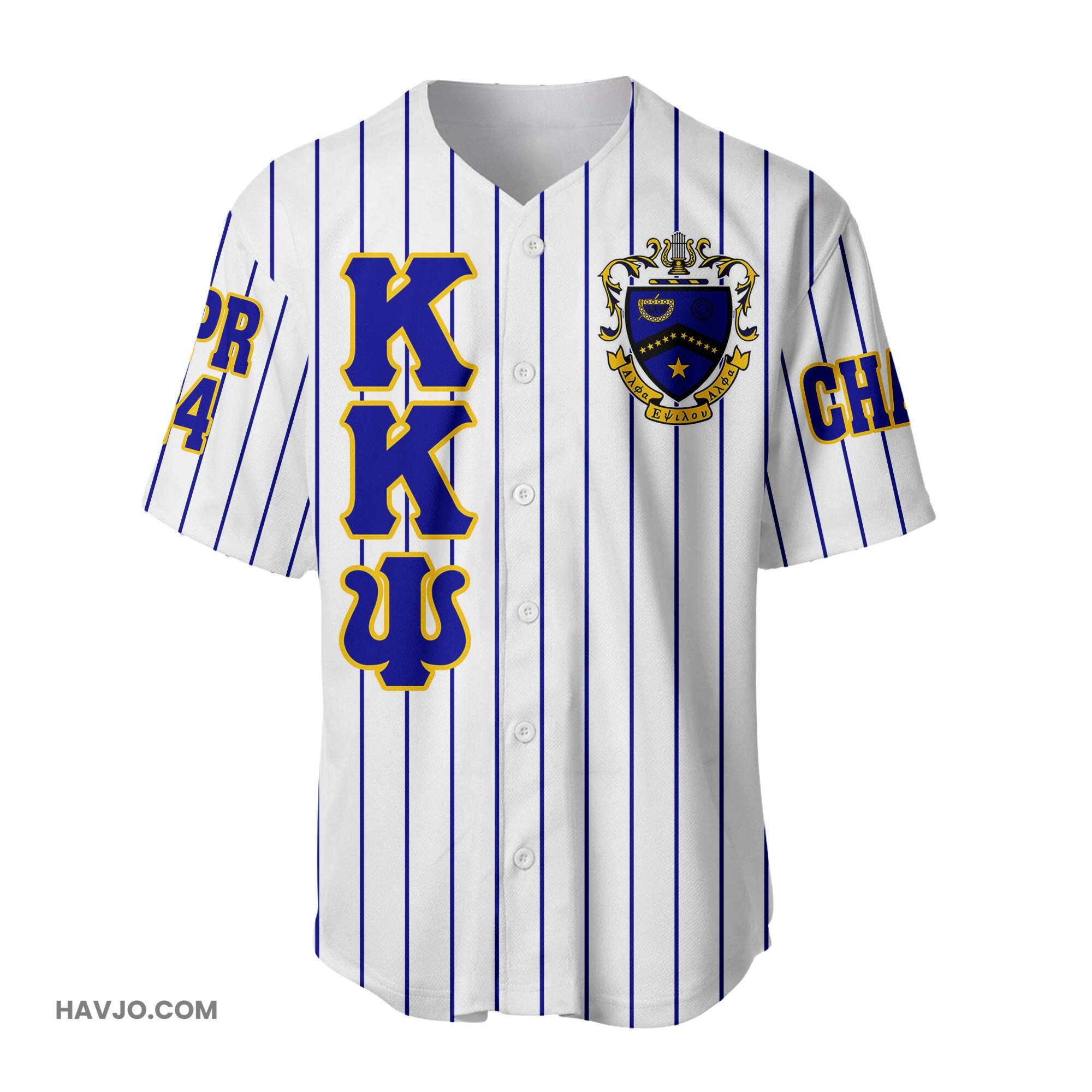 Personalized Kkpsi Band Fraternity (White) Pin Striped Baseball Jersey