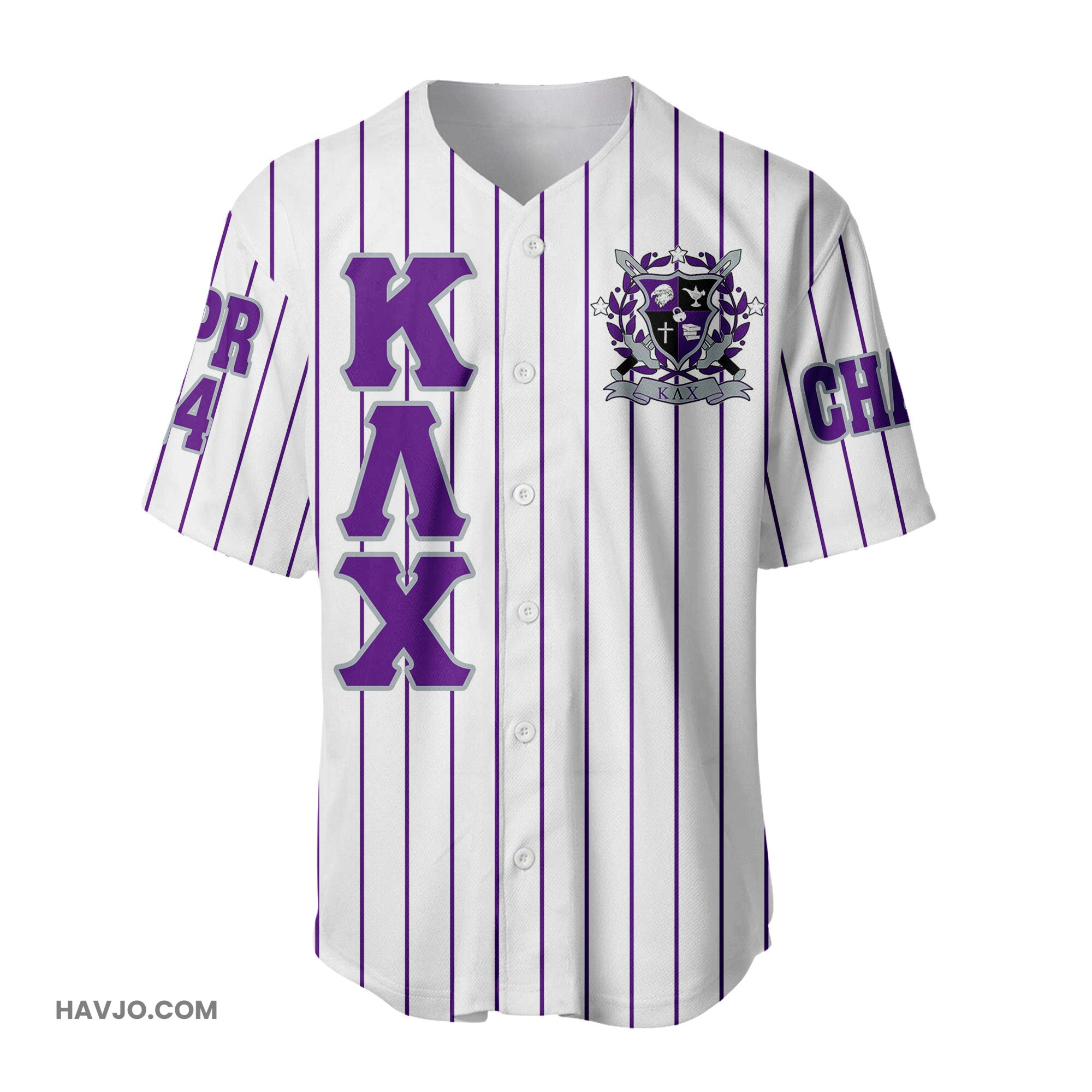 Personalized Klc Military Fraternity (White) Pin Striped Baseball Jersey