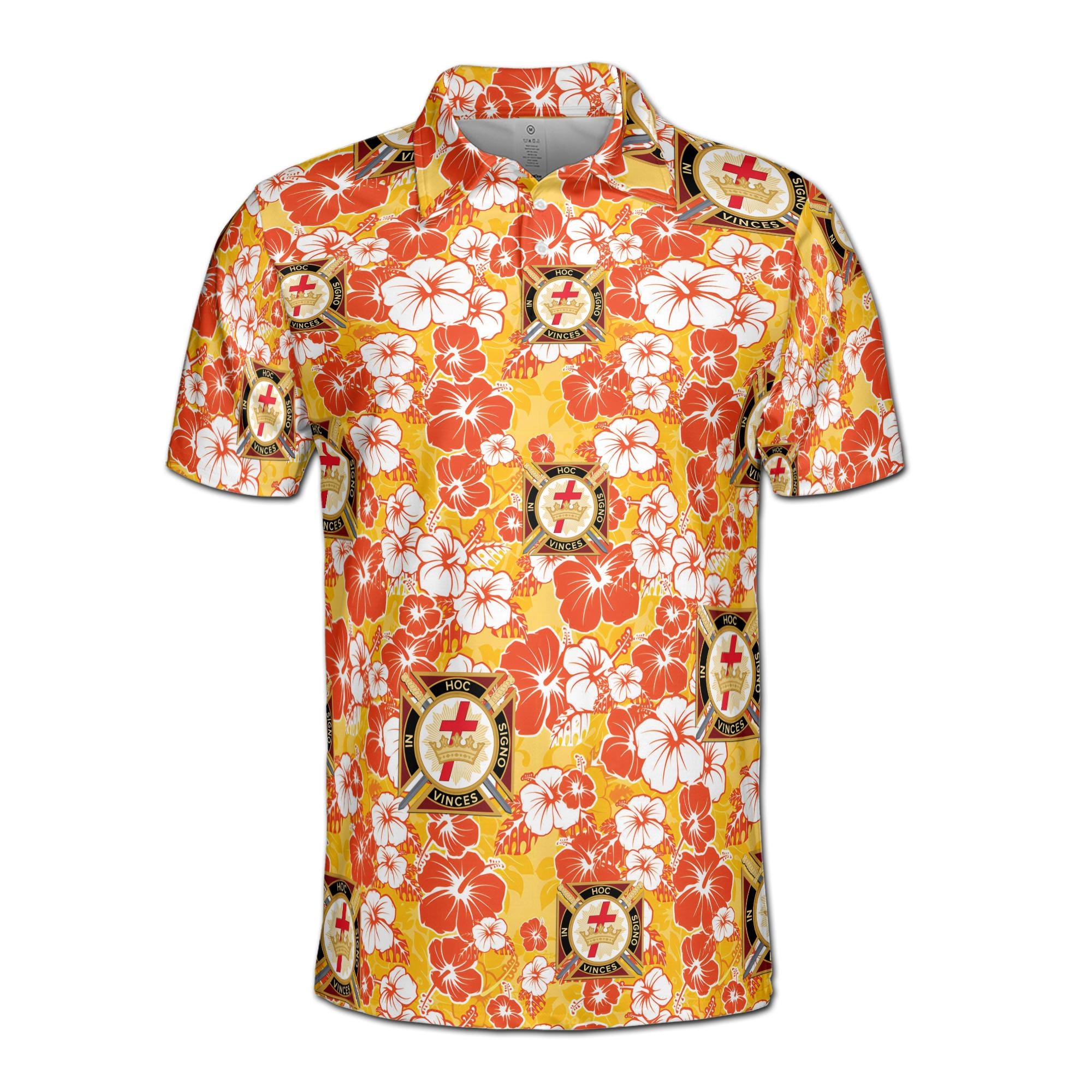 Alternative view of Personalized Knights Temple Commandery Masonry Floral Men's Polo Shirt