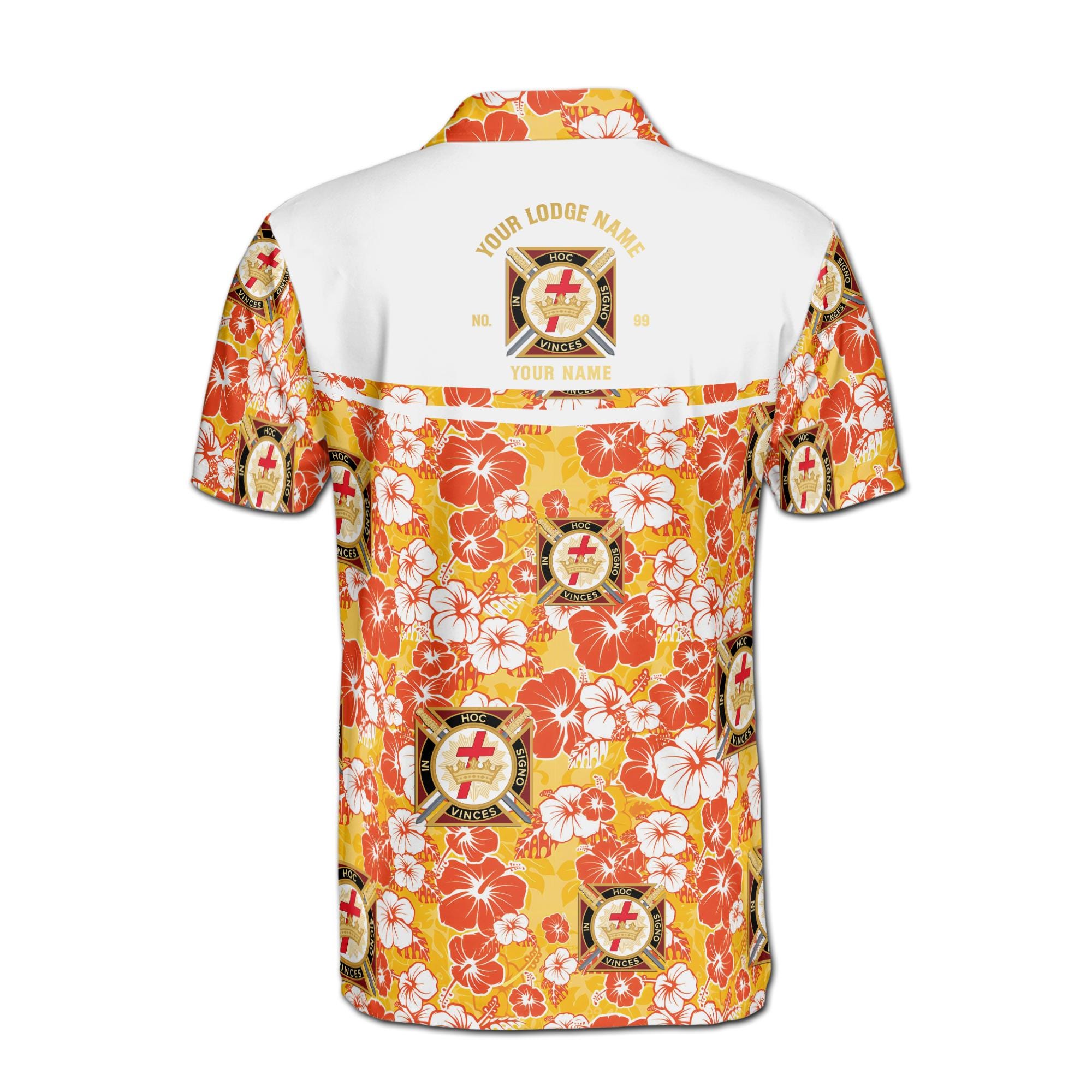 Personalized Knights Temple Commandery Masonry Floral Men's Polo Shirt - Image 3