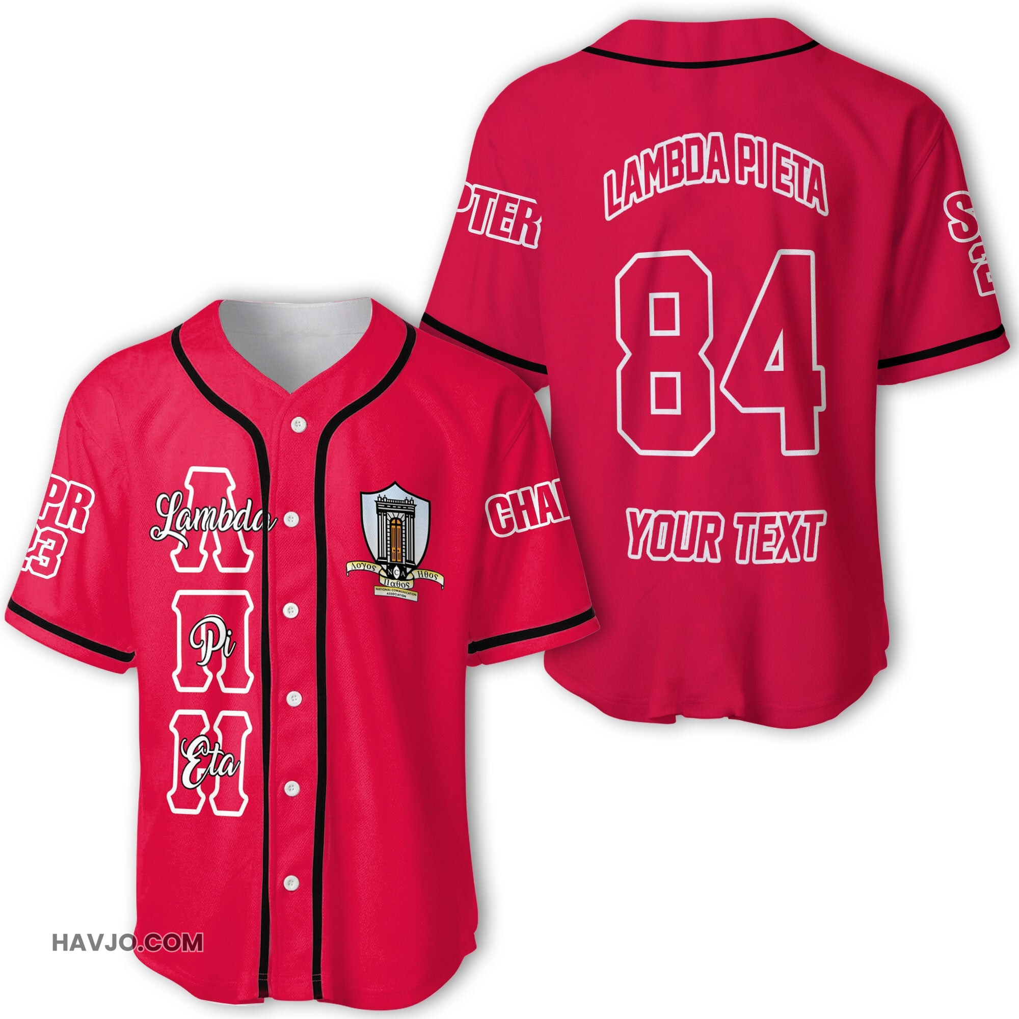 Personalized Lambda Pi Eta Original Crimson Style Baseball Jersey