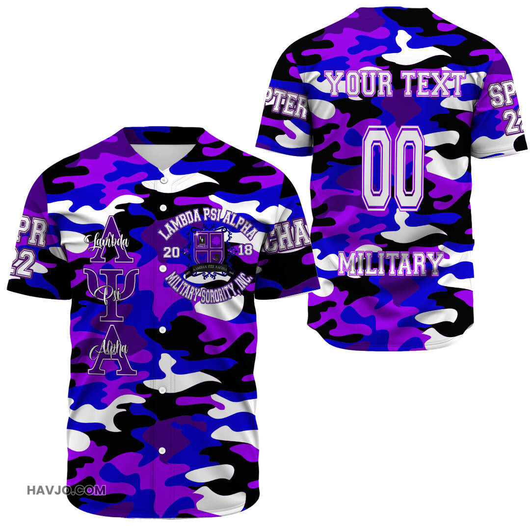 Personalized Lambda Psi Alpha Camos Baseball Jersey