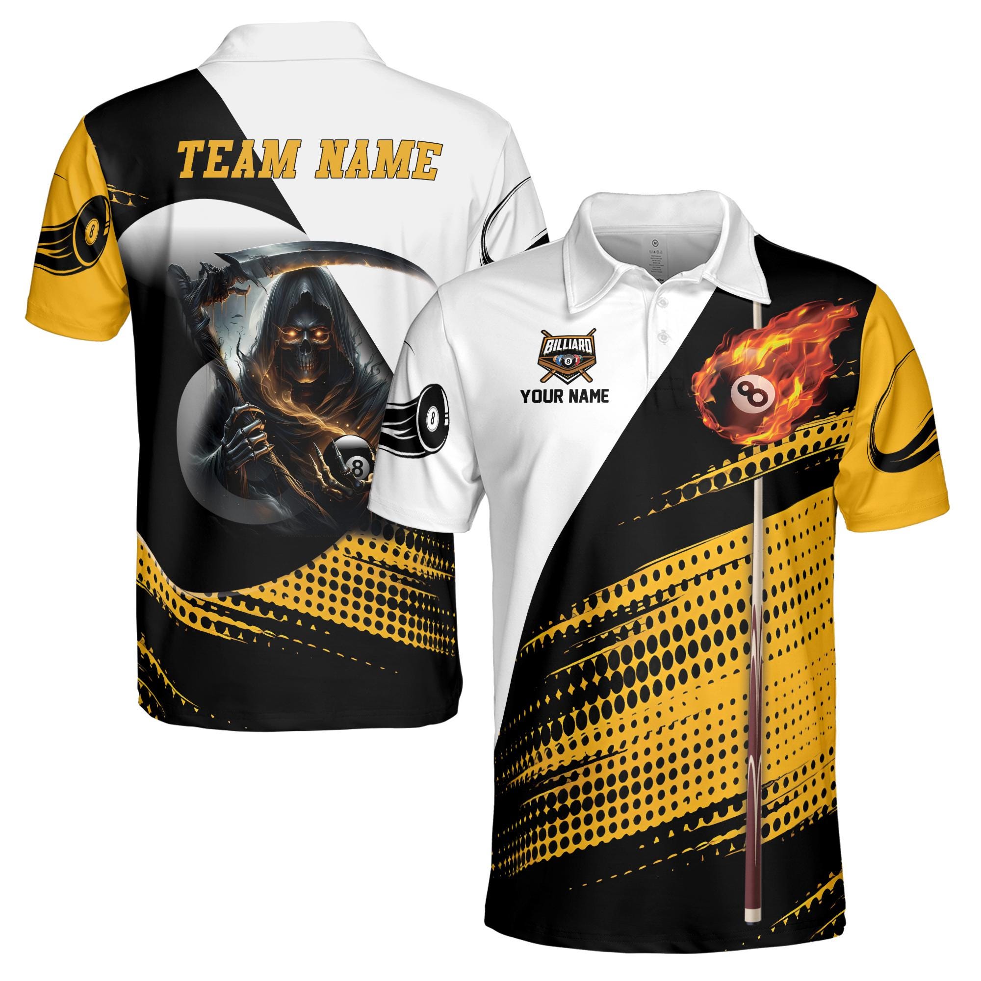 Personalized Lets Skull Pllay Billard Men's Polo Shirt