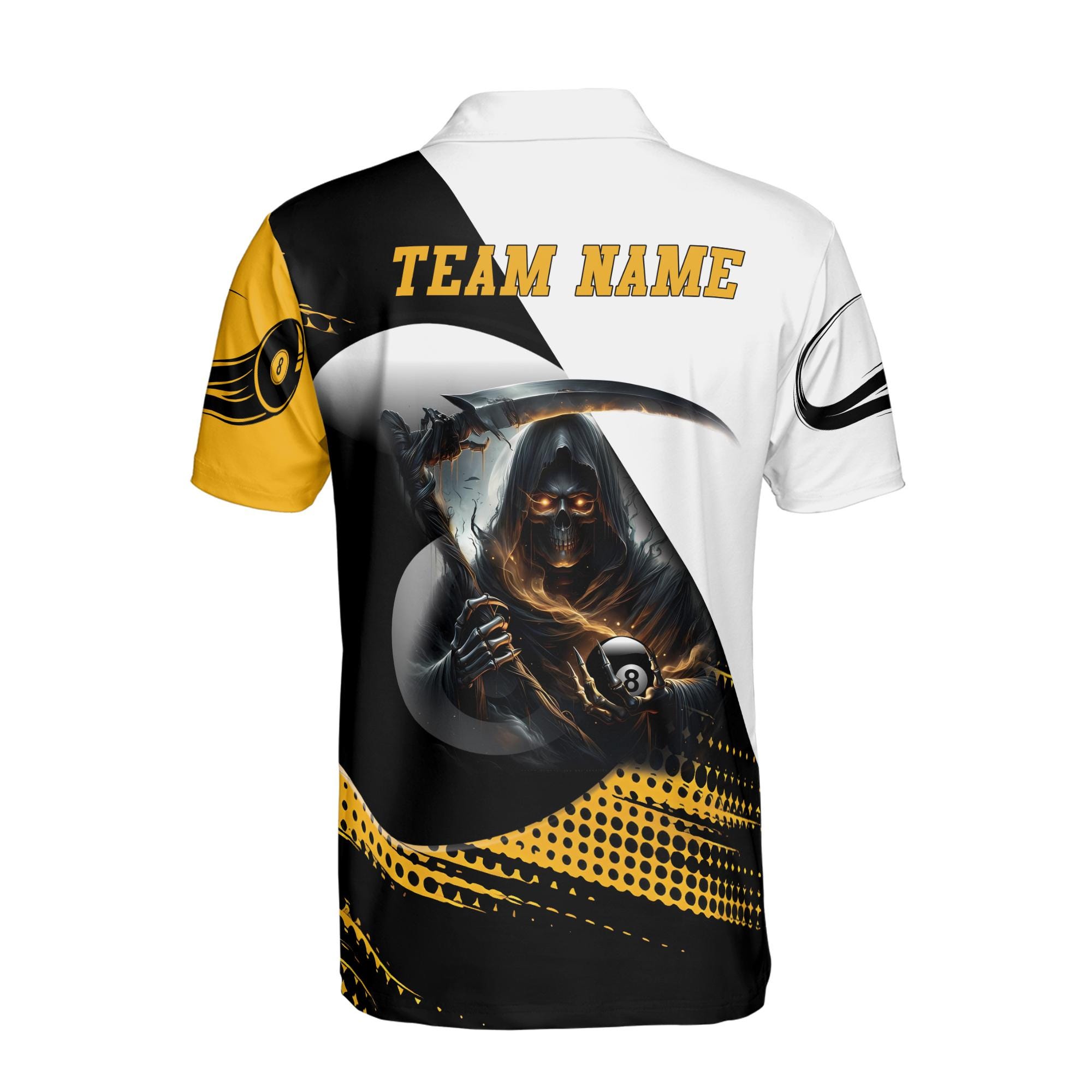 Alternative view of Personalized Lets Skull Pllay Billard Men's Polo Shirt