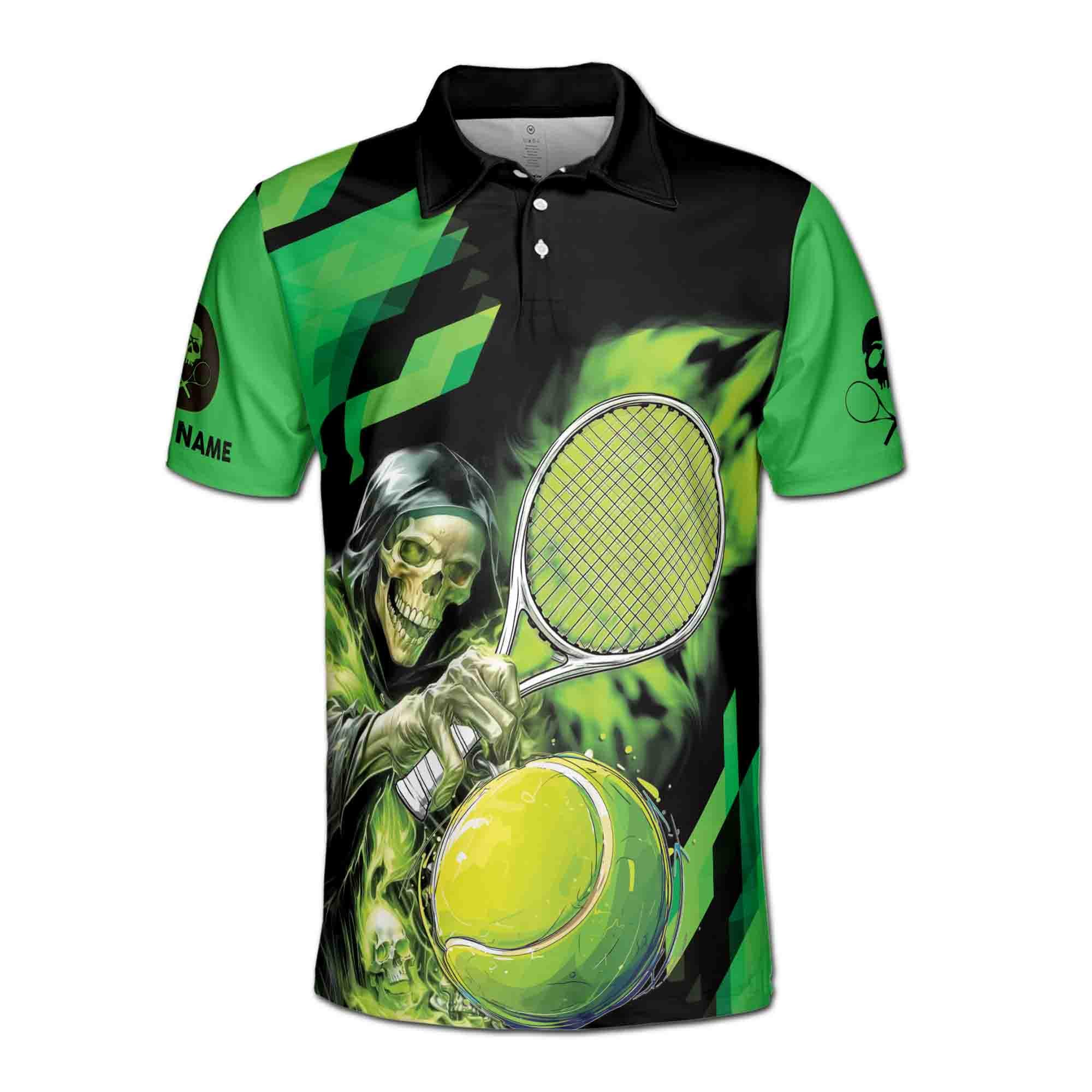 Alternative view of Personalized Lets The Death Play Tennis Men's Polo Shirt