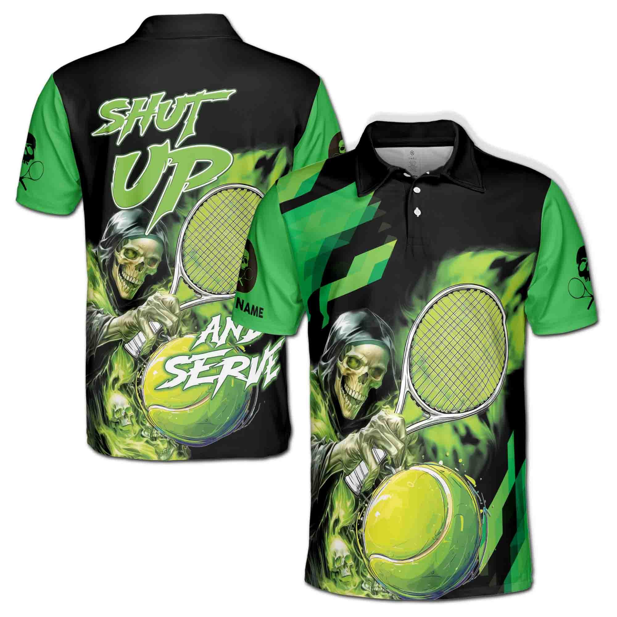 Personalized Lets The Death Play Tennis Men's Polo Shirt