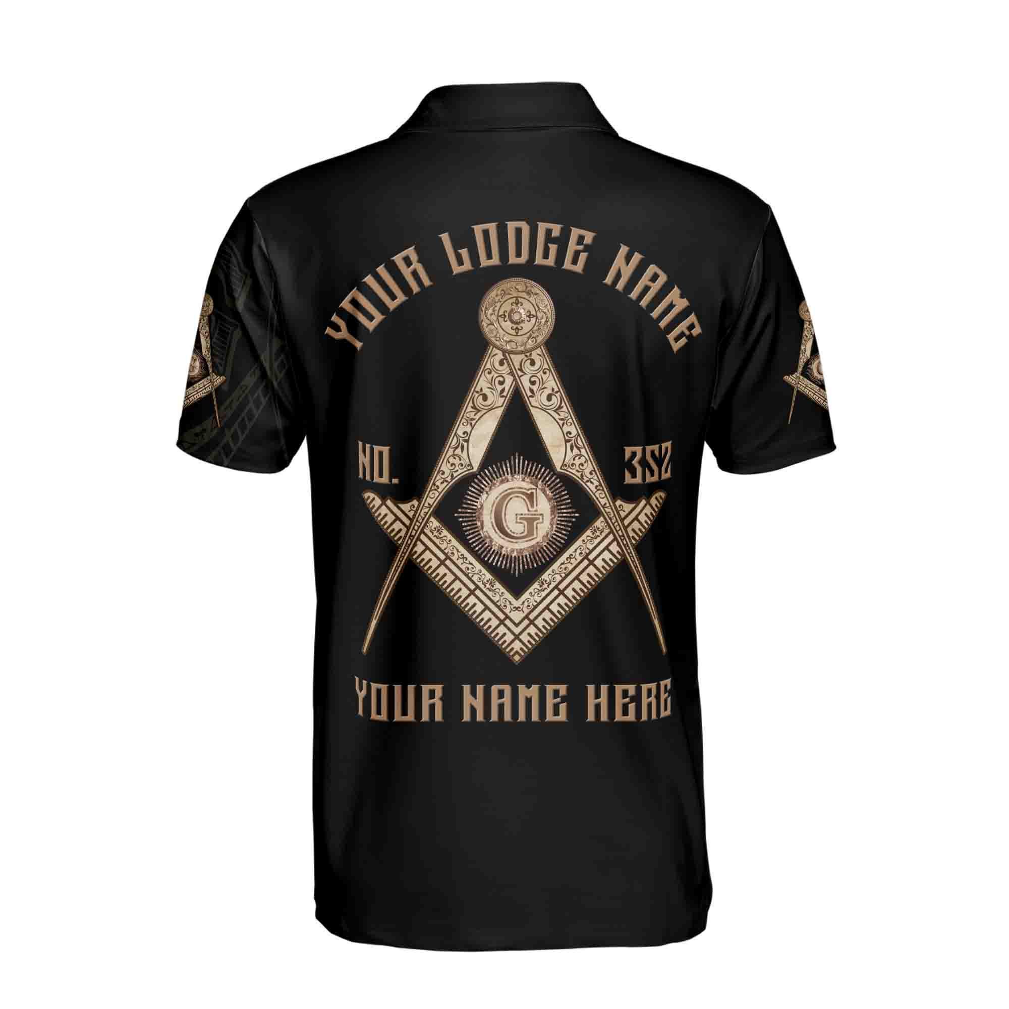 Alternative view of Personalized Lodge State Freemason Emblem Men's Polo Shirt, Freemasonry Pride Gift