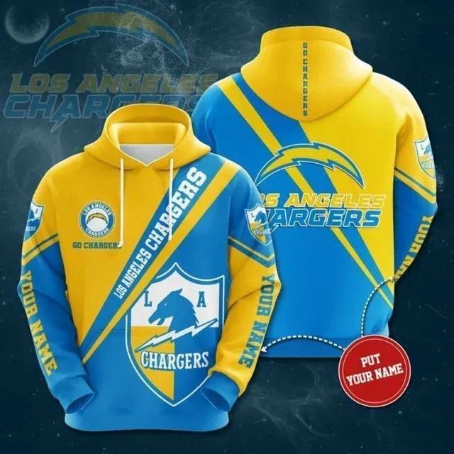 Personalized Los Angeles Chargers Football Custom Name NFL 3D All Over Print Hoodie
