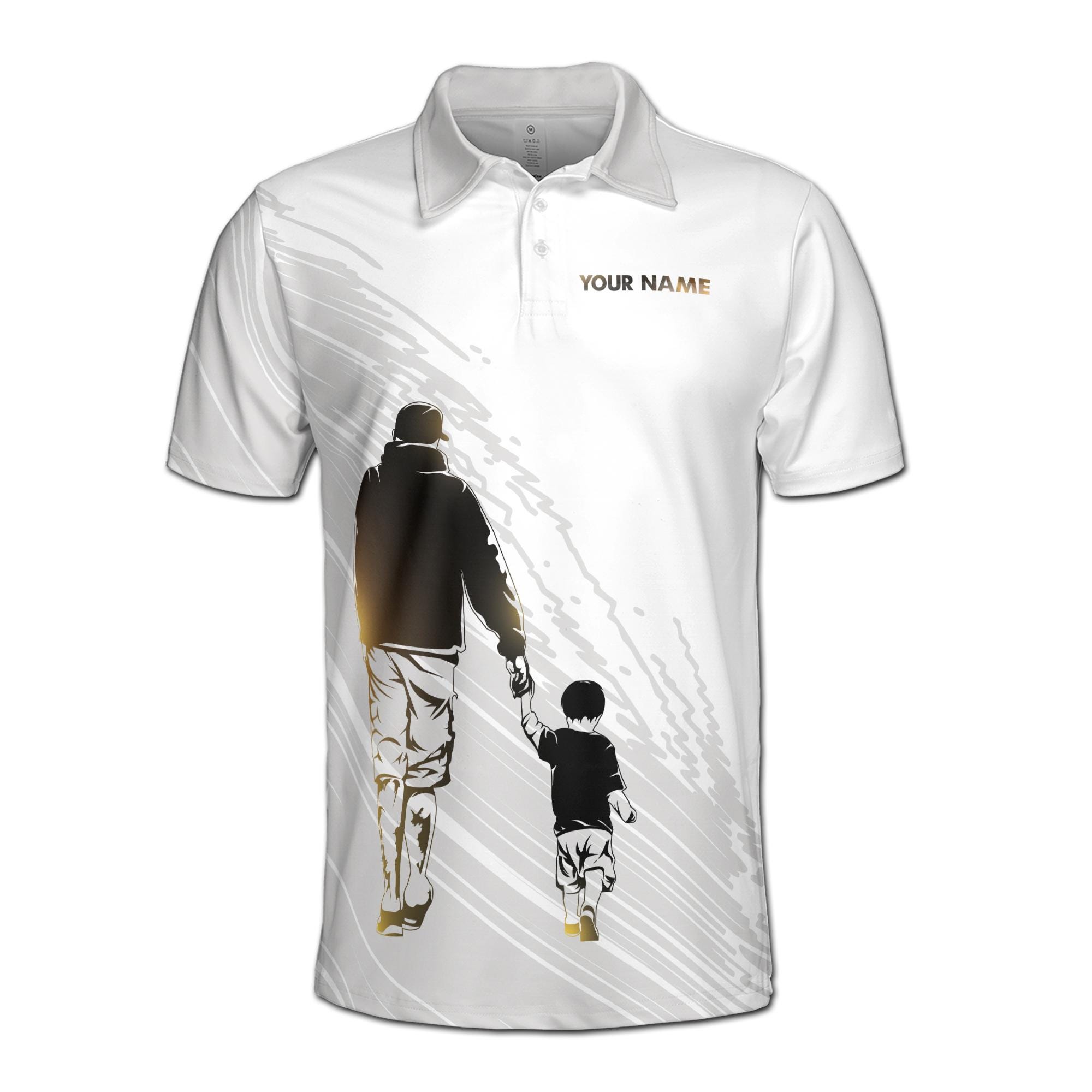 Alternative view of Personalized Love You Dad Father and Son Silhouette Men's Polo Shirt