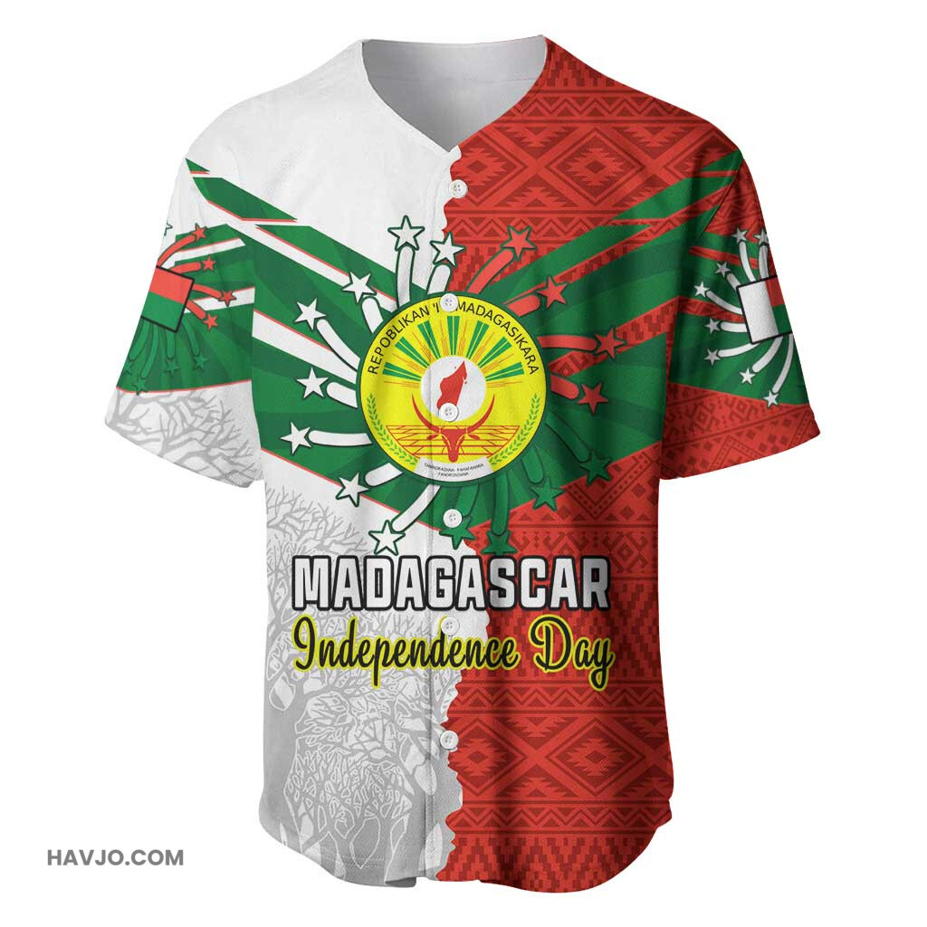 Personalized Madagascar Independence Day 26 June, Baobab Mix African Pattern Baseball Jersey