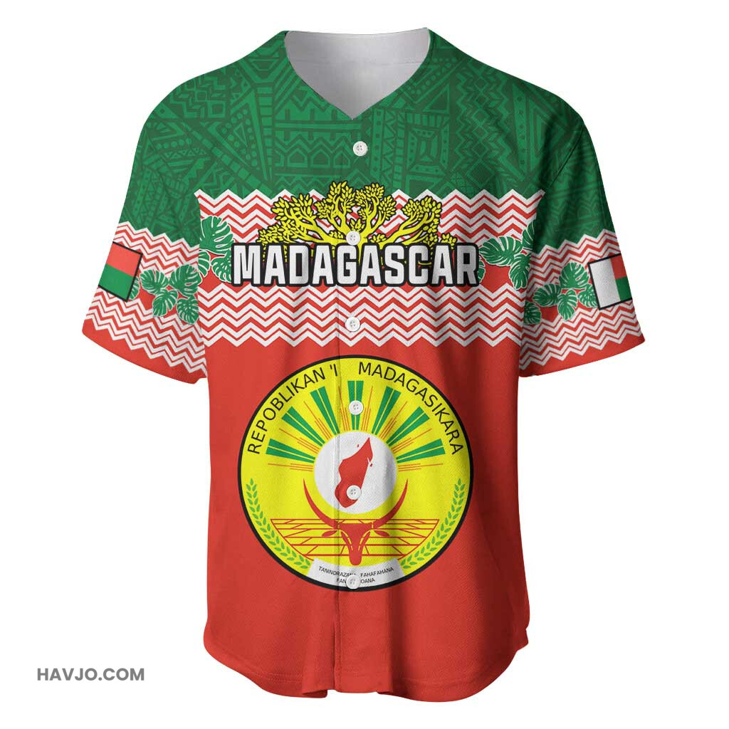 Personalized Madagascar with Madagasikara Seal and Baobab African Pattern Baseball Jersey