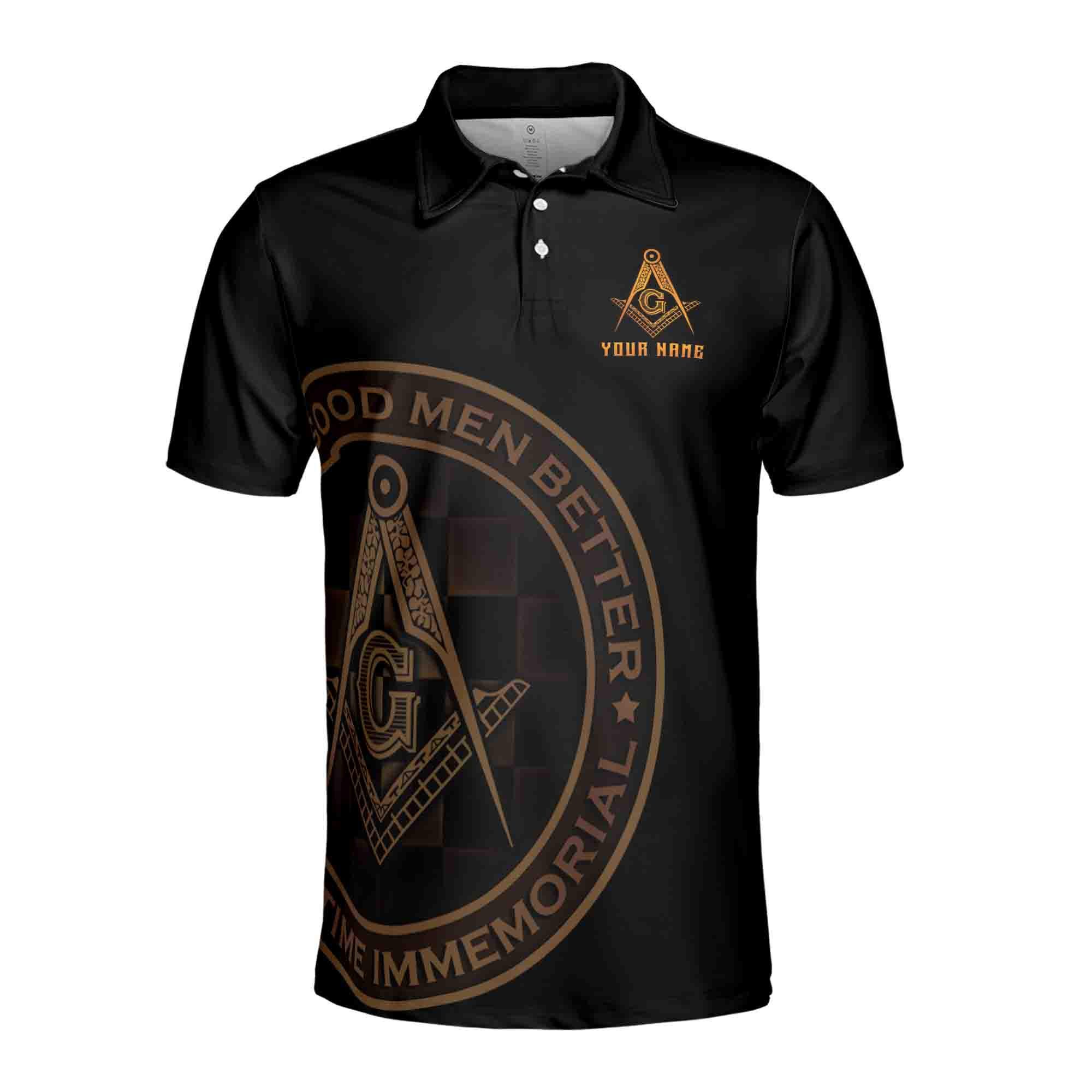 Alternative view of Personalized Making Good Men Better Masonic Lodge Men's Polo Shirt