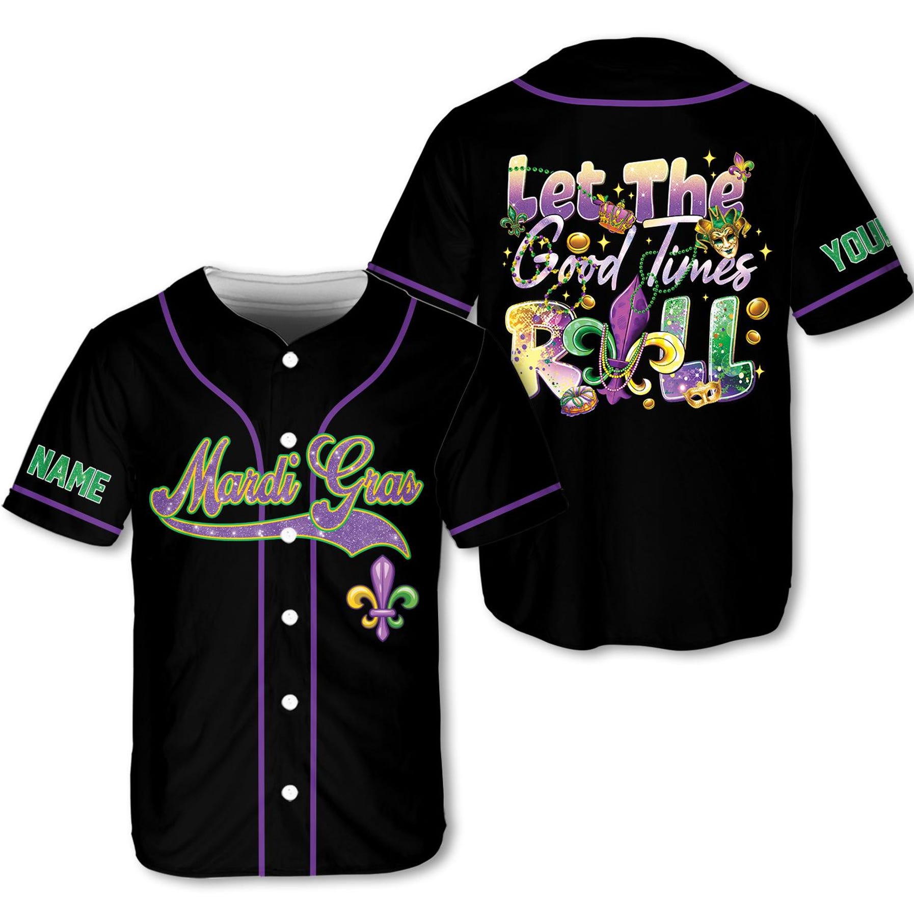 Personalized Mardi Gras Baseball Jersey, Custom Name And Number Baseball Jersey, Mardi Gras Carnival Jersey