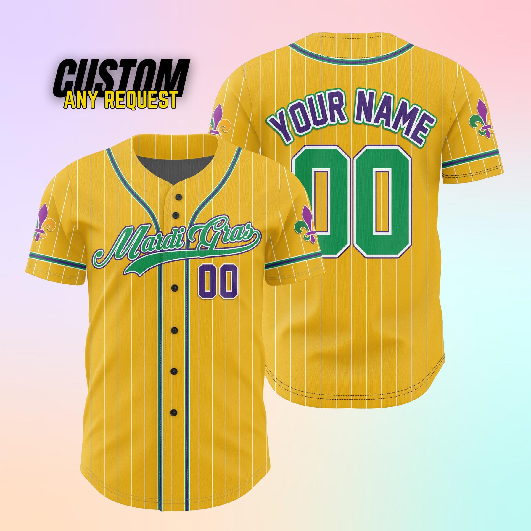 Personalized Mardi Gras Baseball Jersey, Custom Name And Number Baseball Jersey, Mardi Gras Carnival Jersey
