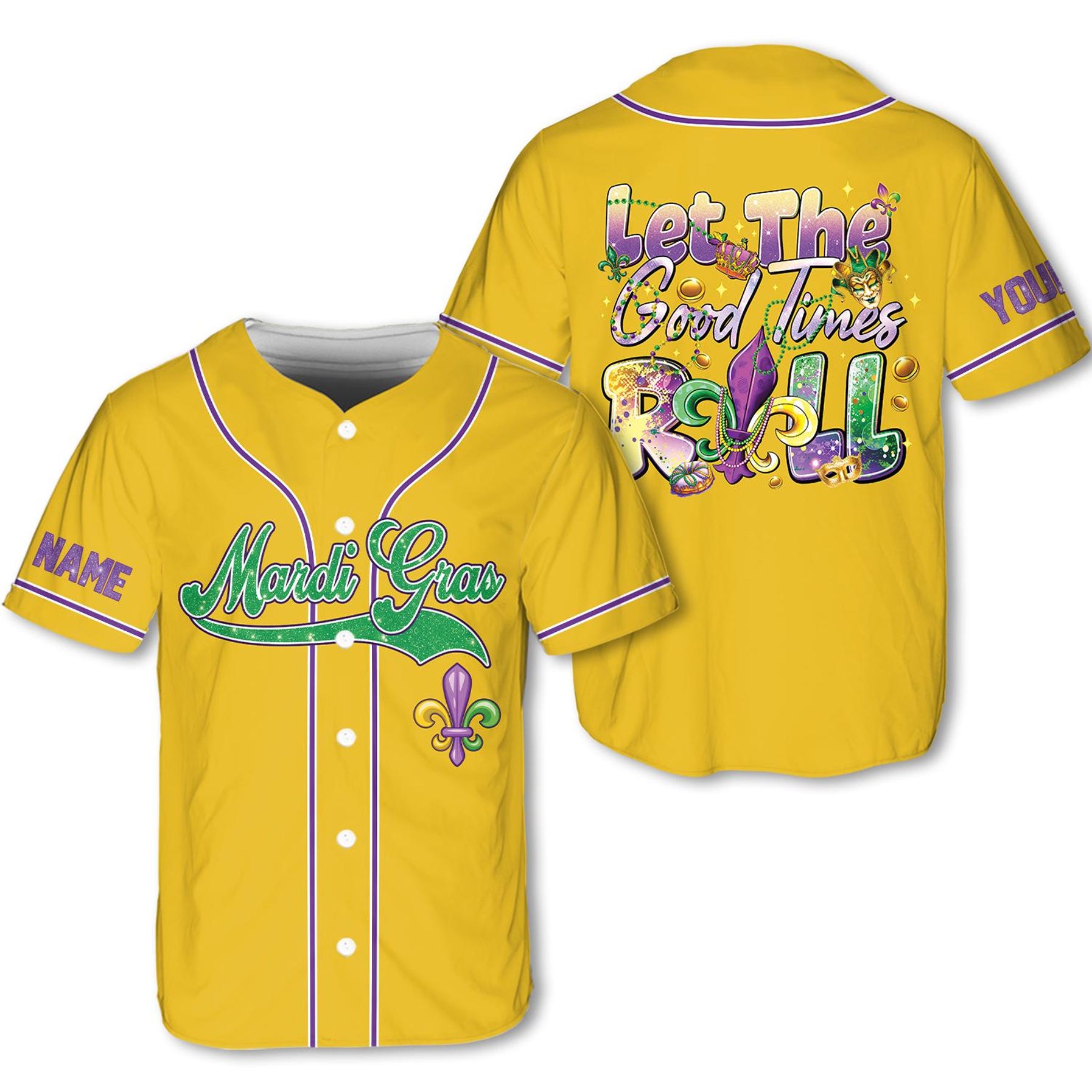 Personalized Mardi Gras Baseball Jersey, Custom Name And Number Baseball Jersey, Mardi Gras Carnival Jersey
