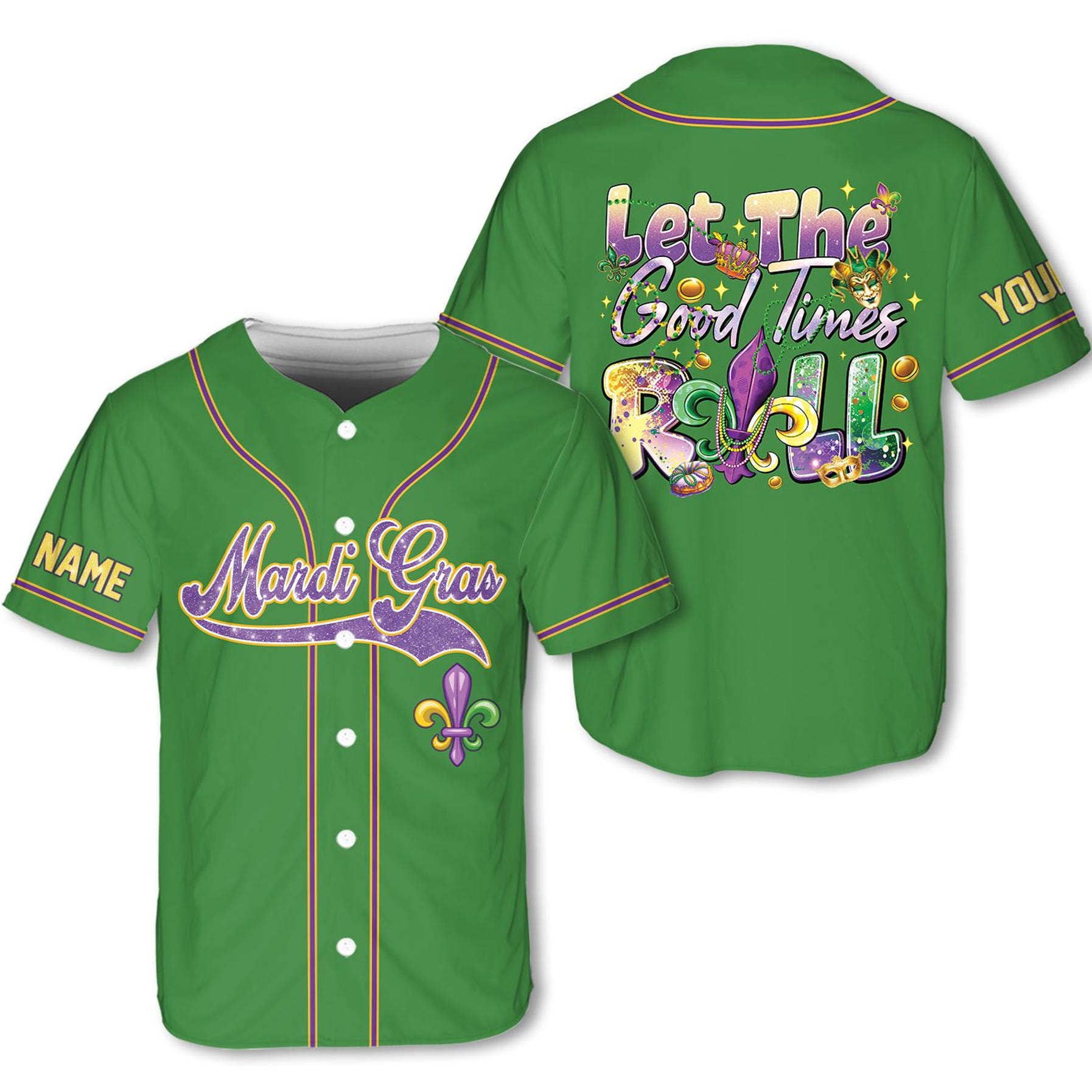 Personalized Mardi Gras Baseball Jersey, Custom Name And Number Baseball Jersey, Mardi Gras Carnival Jersey