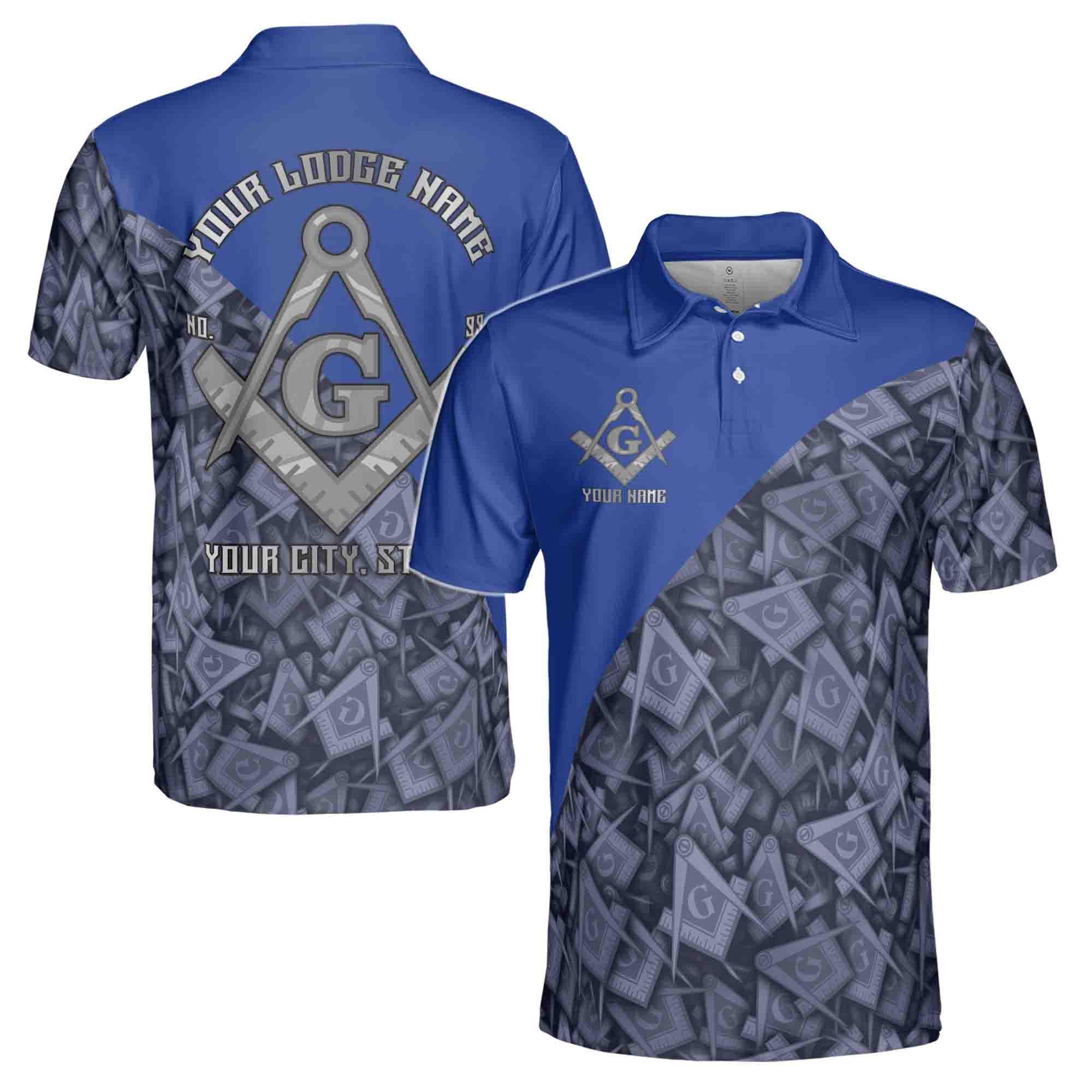 Alternative view of Personalized Masonry Master Mason Multi-color Men's Polo Shirt