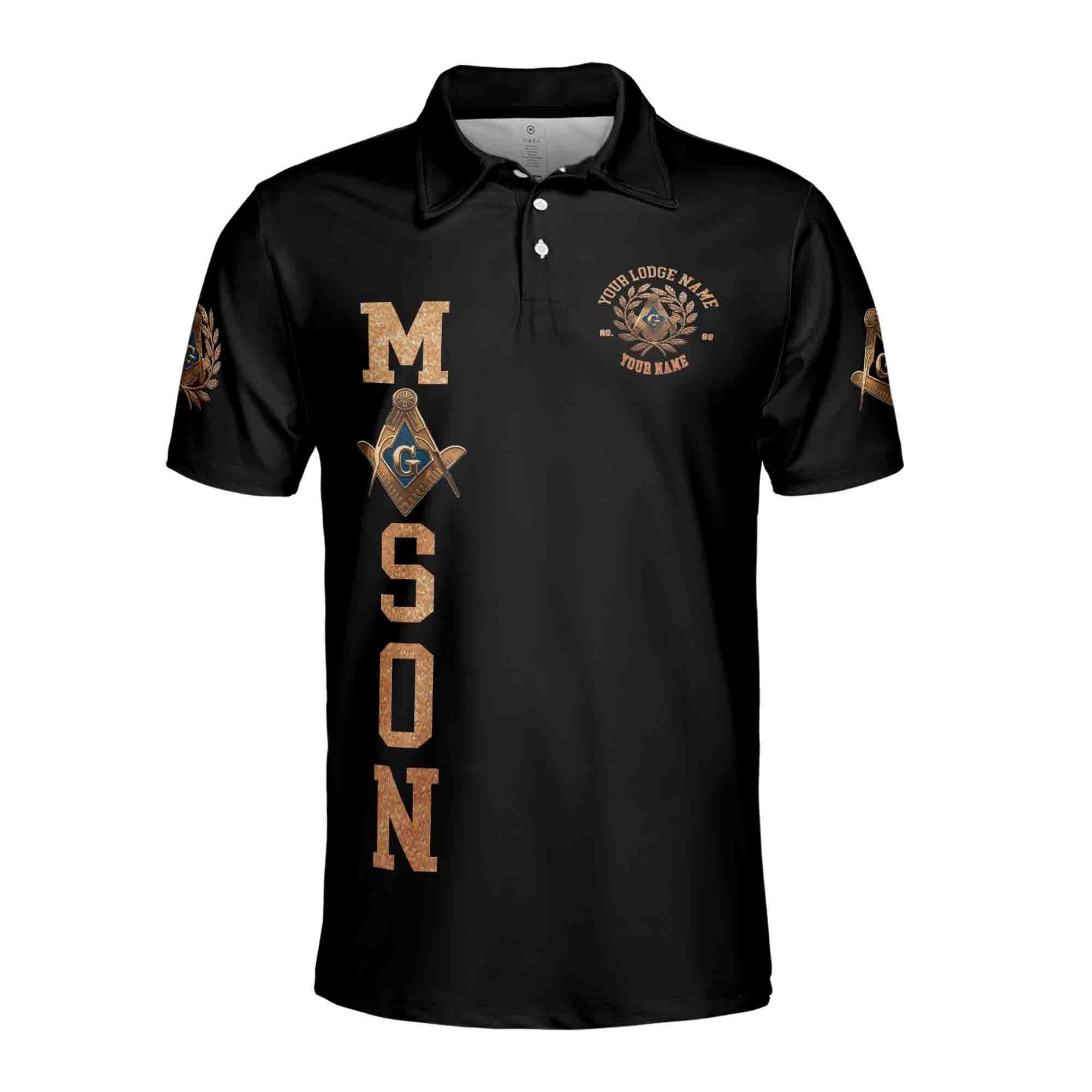 Alternative view of Personalized Master Mason Freemason Bronze Emblem Men's Polo Shirt